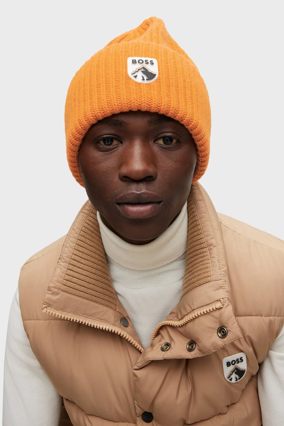 Boss Kaşmir ve Yün Karışımlı Logolu Erkek Bere 50475950 890 TURUNCU - 3