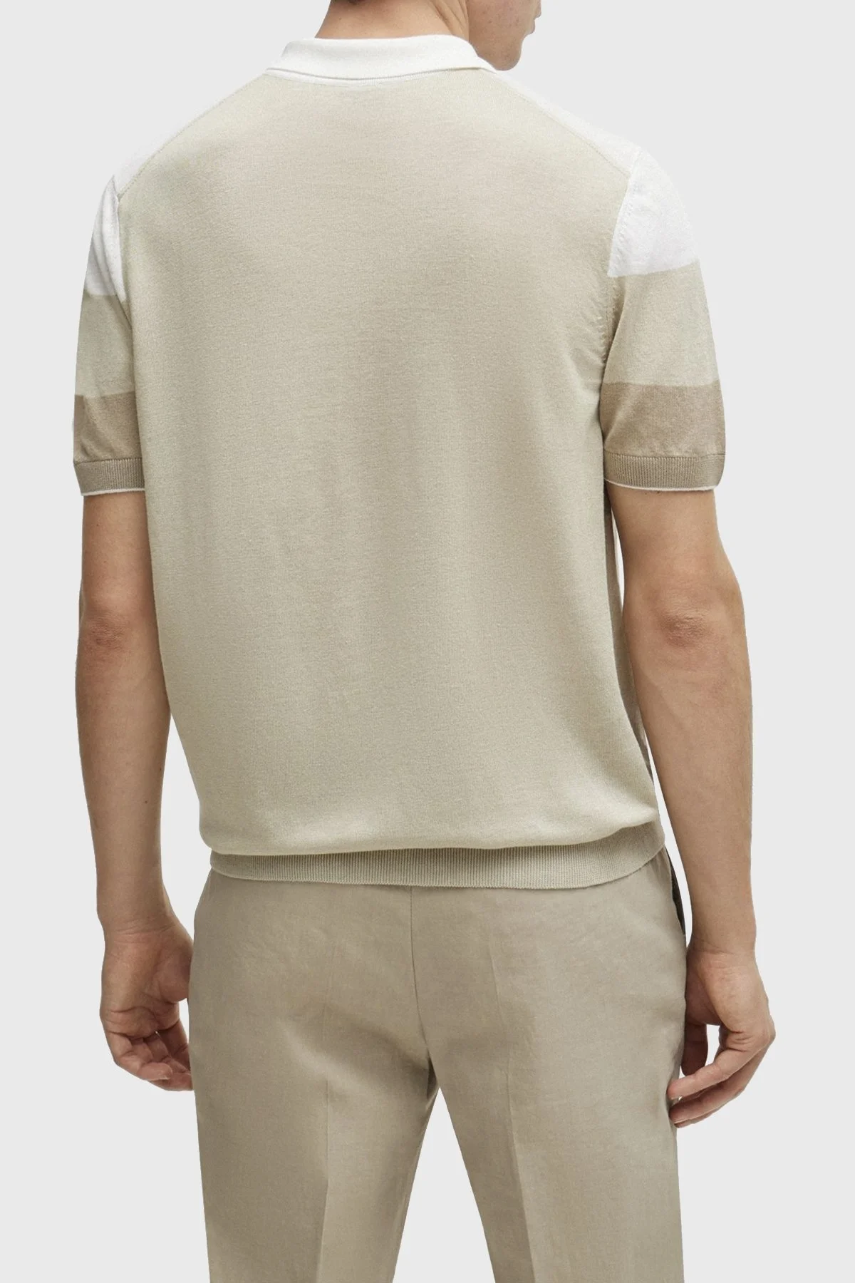 Boss Keten Karışımlı Fermuarlı Polo Yaka Erkek Triko 50511750 271 EKRU - 9