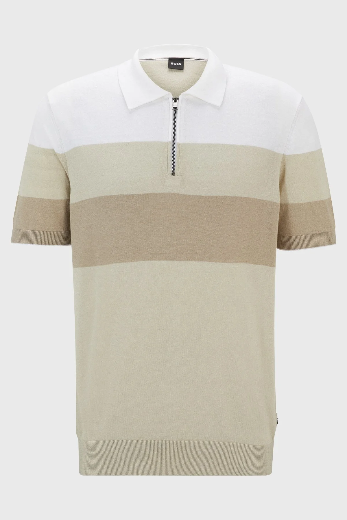 Boss Keten Karışımlı Fermuarlı Polo Yaka Erkek Triko 50511750 271 EKRU - 10