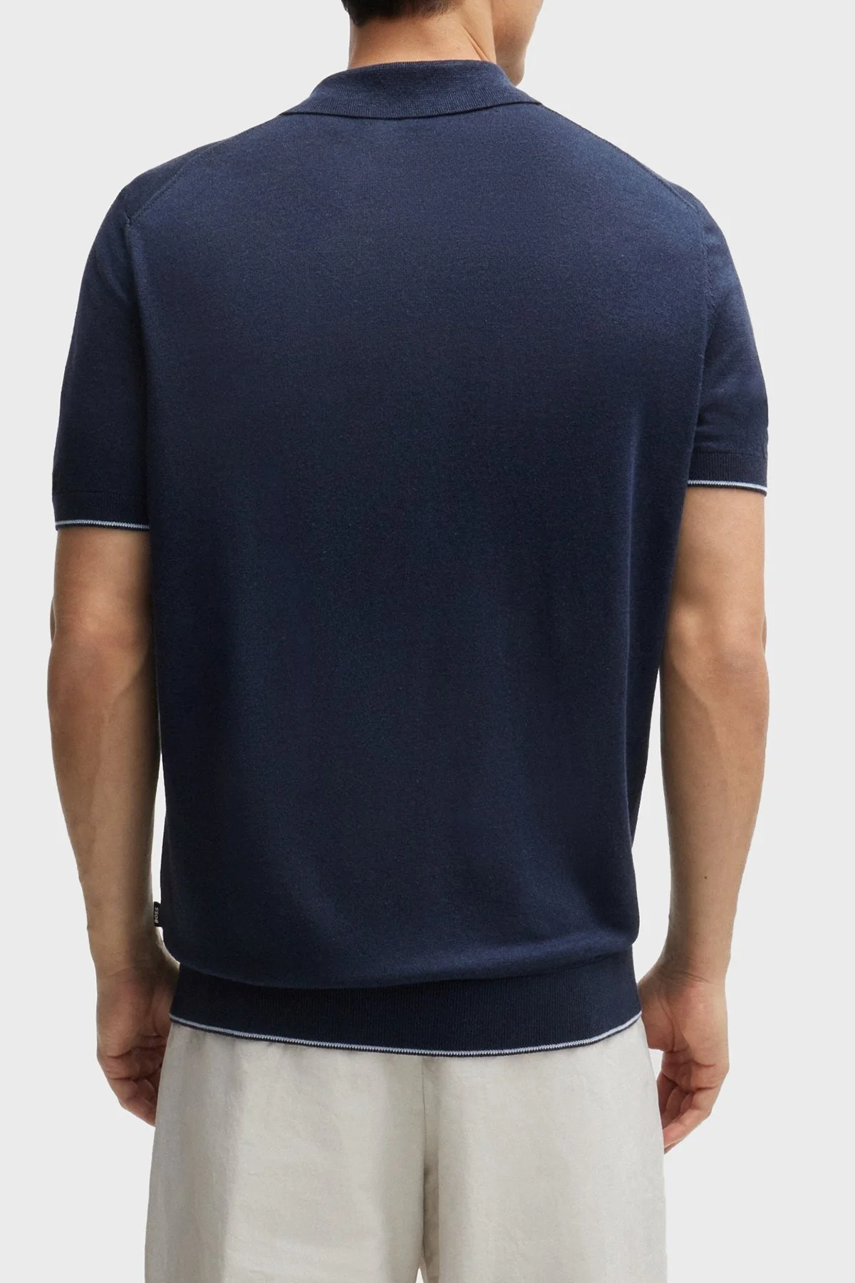 Boss Keten Karışımlı Kısa Kollu Polo Yaka Erkek Triko 50511750 404 LACİVERT - 2