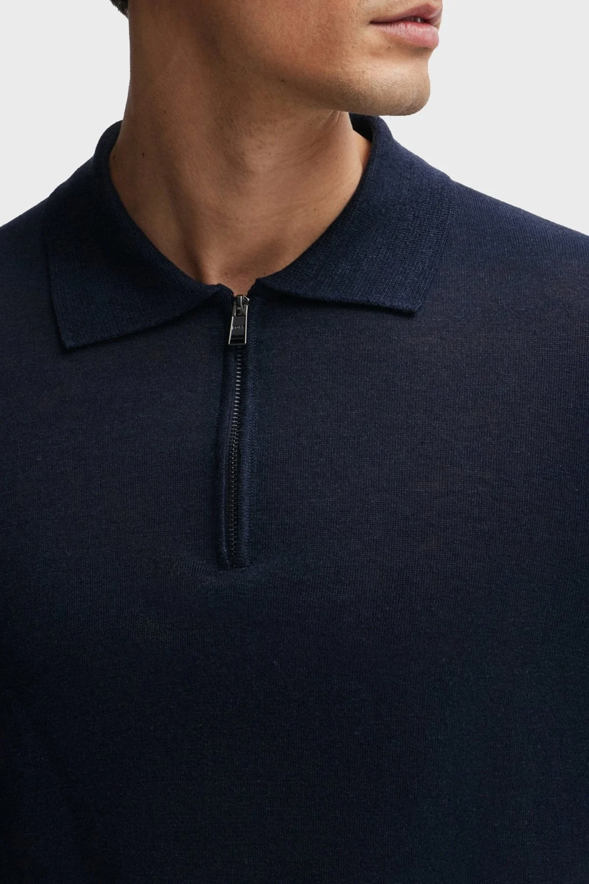 Boss Keten Karışımlı Kısa Kollu Polo Yaka Erkek Triko 50511750 404 LACİVERT - 4