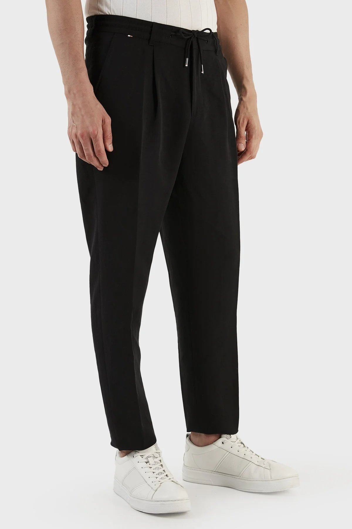Boss Keten Karışımlı Normal Bel Tapered Fit Düz Paça Erkek Pantolon 50489431 001 SİYAH - 2