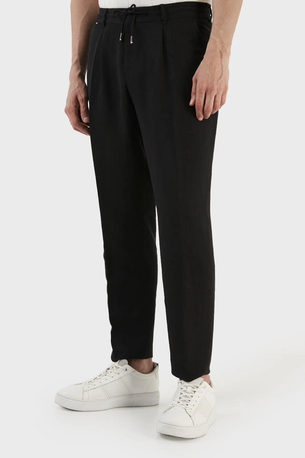 Boss Keten Karışımlı Normal Bel Tapered Fit Düz Paça Erkek Pantolon 50489431 001 SİYAH - 3