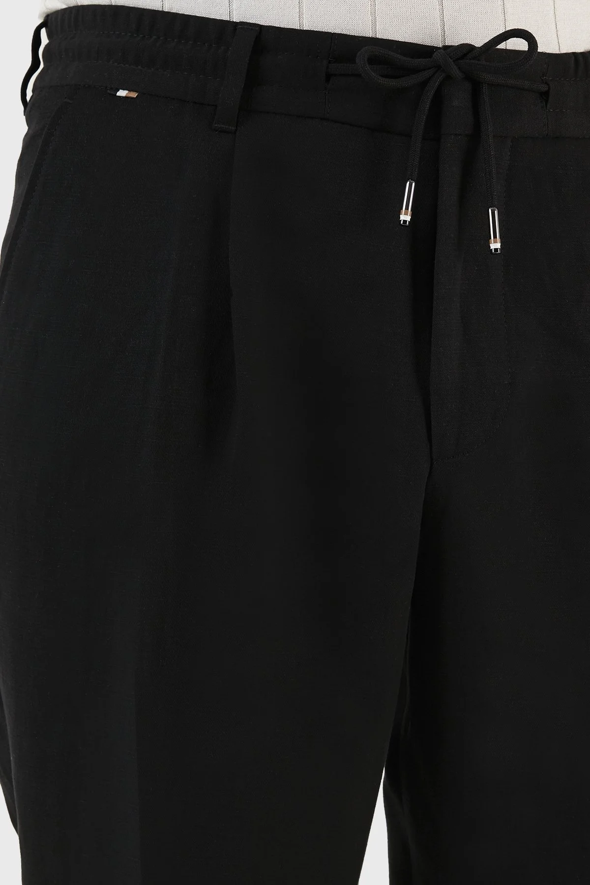 Boss Keten Karışımlı Normal Bel Tapered Fit Düz Paça Erkek Pantolon 50489431 001 SİYAH - 5