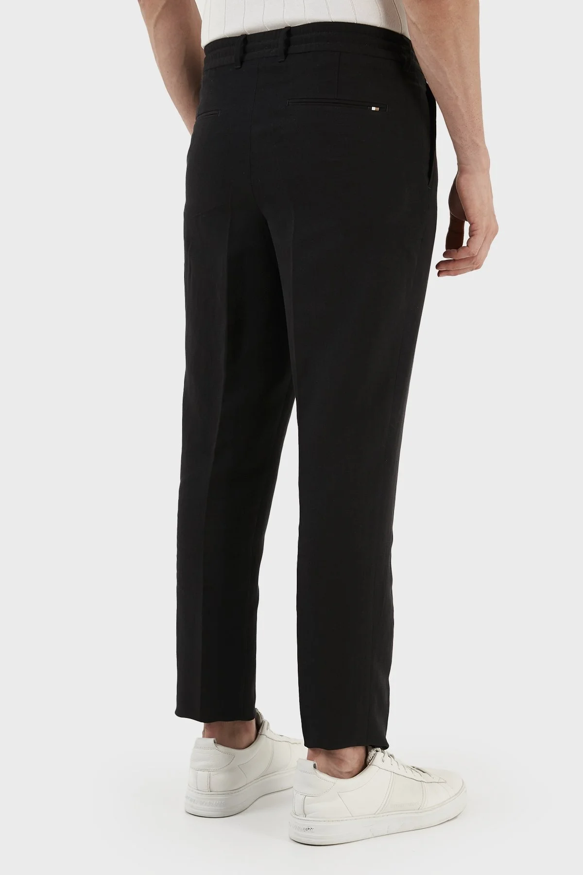 Boss Keten Karışımlı Normal Bel Tapered Fit Düz Paça Erkek Pantolon 50489431 001 SİYAH - 6