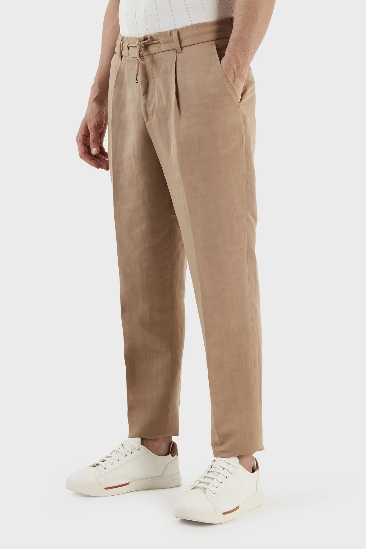 Boss C-Perin Keten Karışımlı Tapered Fit Düz Paça Erkek Pantolon 50489431 260 KAHVE - 2