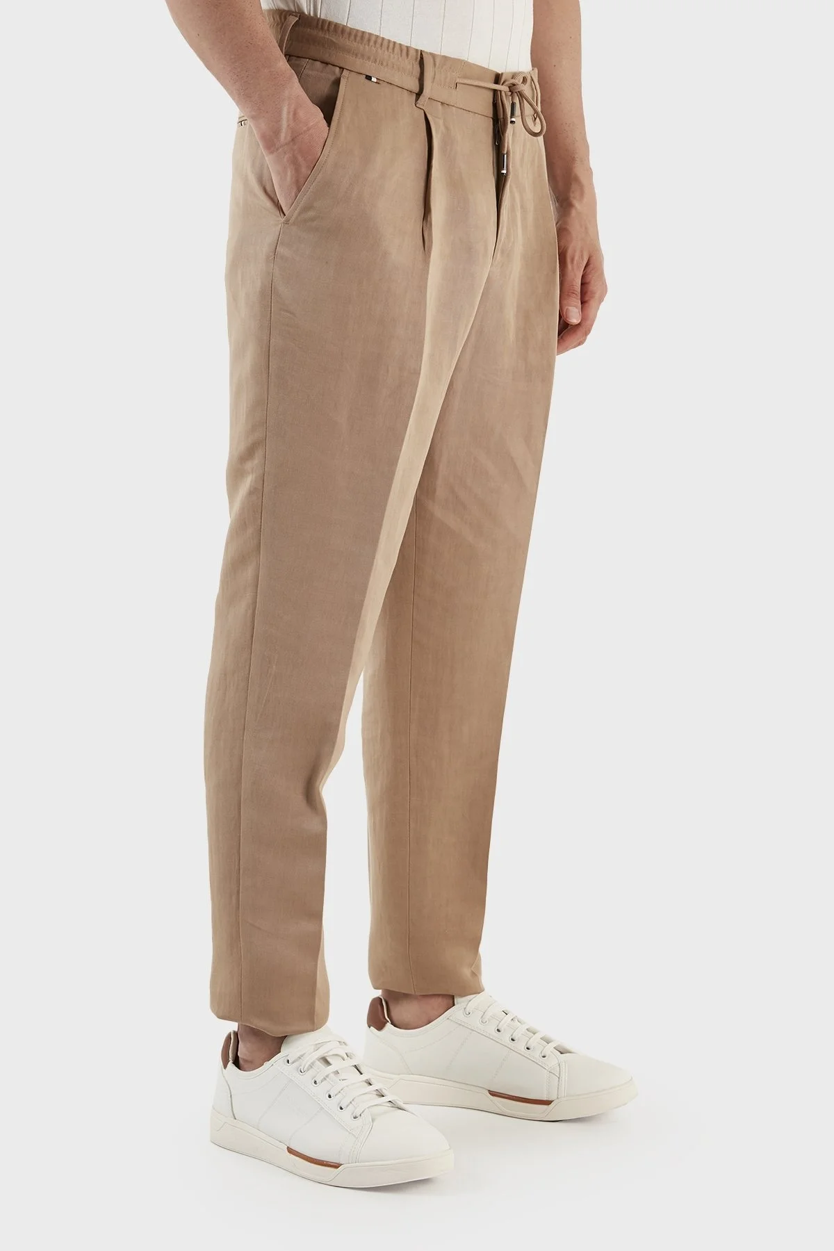 Boss C-Perin Keten Karışımlı Tapered Fit Düz Paça Erkek Pantolon 50489431 260 KAHVE - 3
