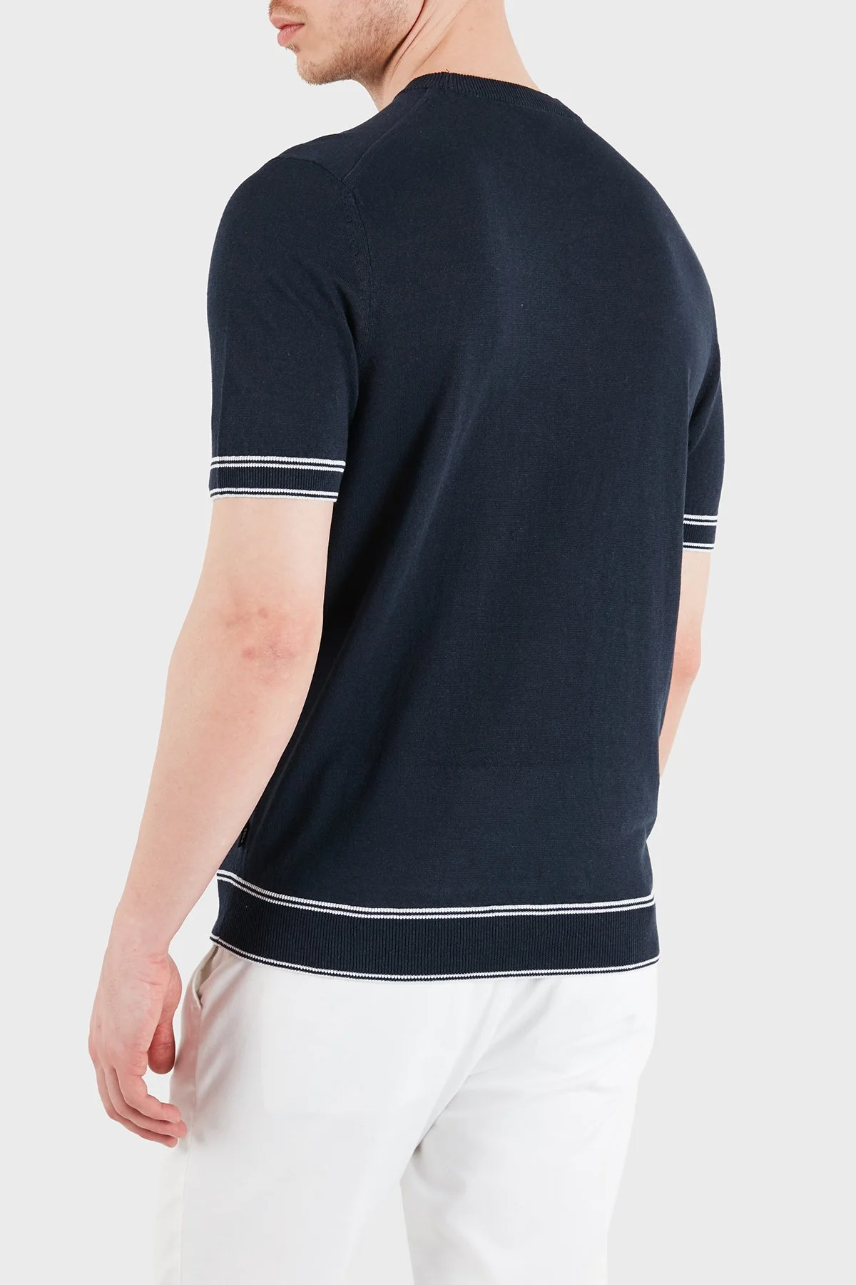 Boss Keten Karışımlı Regular Fit Bisiklet Yaka Erkek T Shirt 50560491 404 LACİVERT - 3