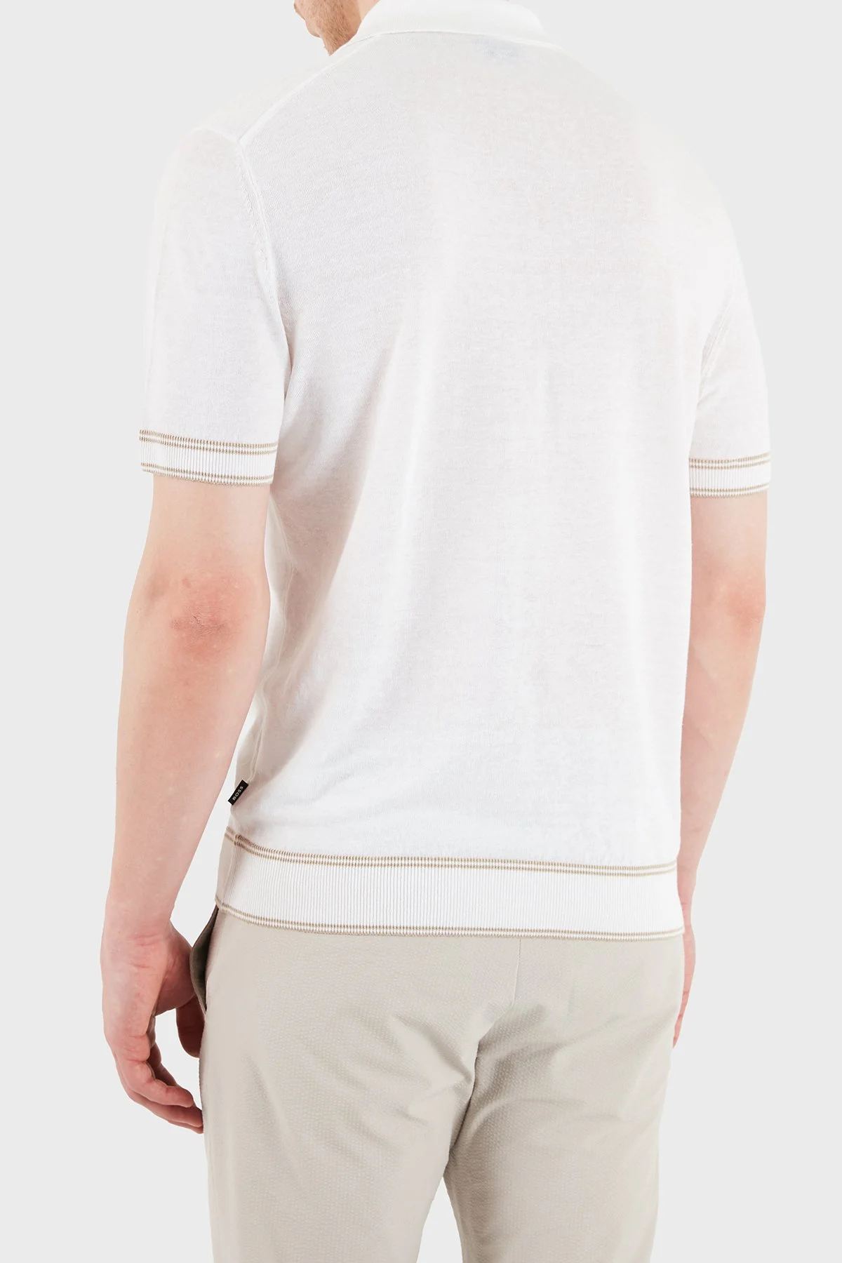 Boss Keten Karışımlı Regular Fit Fermuarlı Erkek Polo 50560474 100 BEYAZ - 3