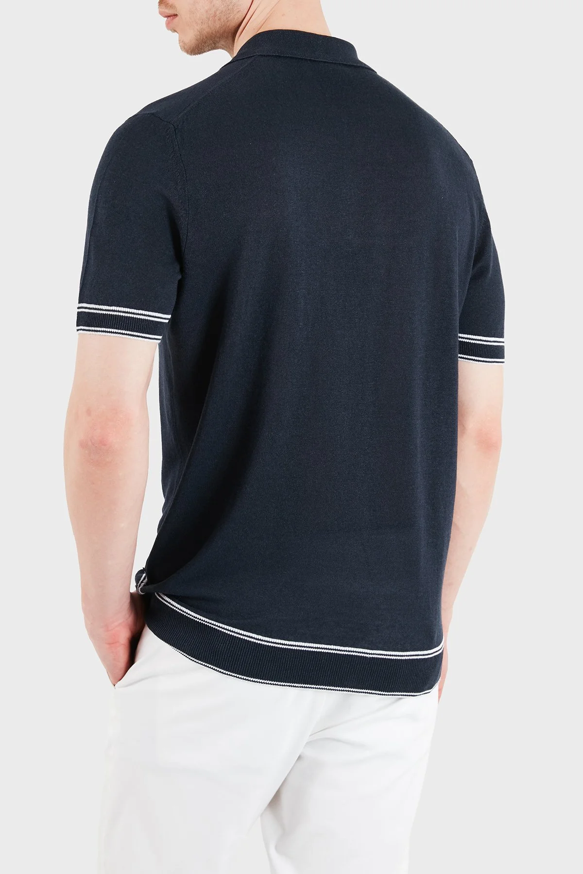 Boss Keten Karışımlı Regular Fit Fermuarlı Erkek Polo 50560474 404 LACİVERT - 3