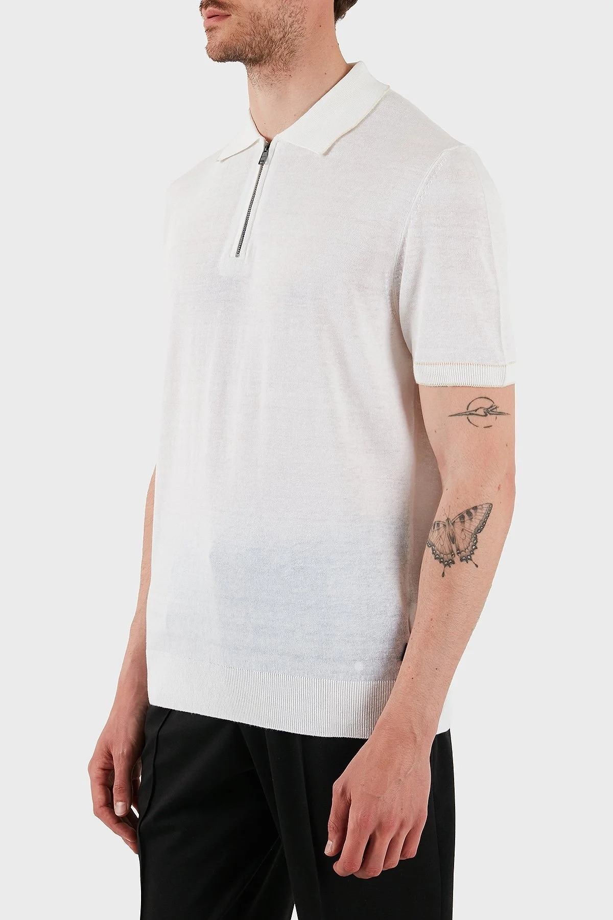 Boss Keten Karışımlı Regular Fit Yarım Fermuarlı Erkek Polo Yaka T Shirt 50537640 100 BEYAZ - 4