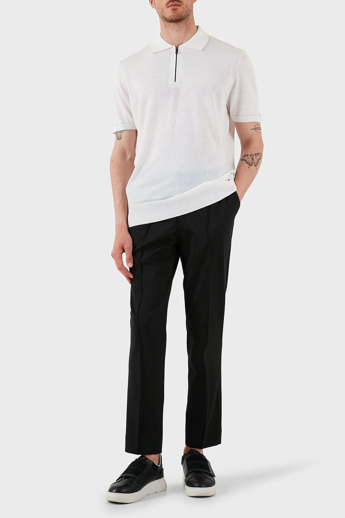 Boss Keten Karışımlı Regular Fit Yarım Fermuarlı Erkek Polo Yaka T Shirt 50537640 100 BEYAZ - 2