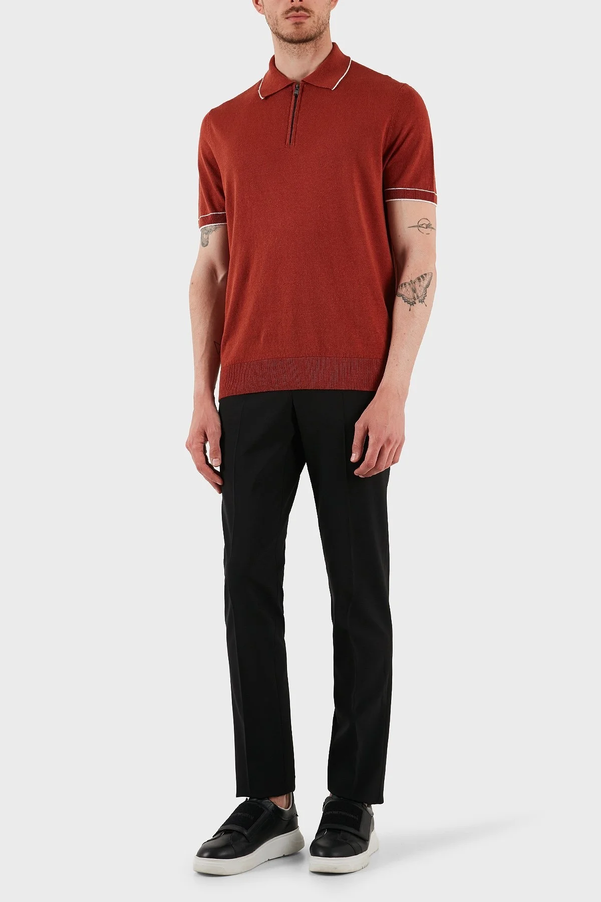 Boss Keten Karışımlı Regular Fit Yarım Fermuarlı Erkek Polo Yaka T Shirt 50537640 806 KİREMİT - 2