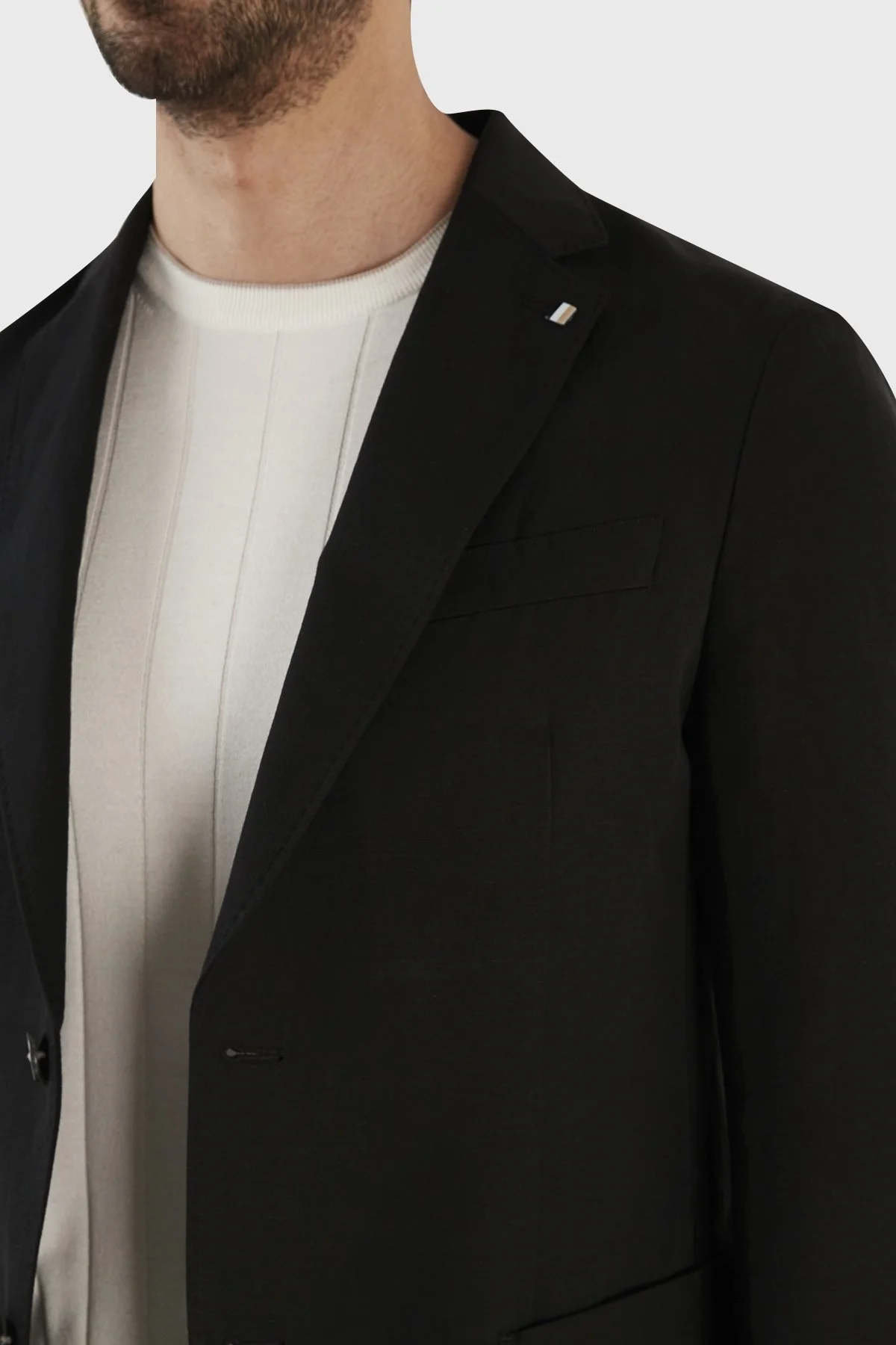 Boss Keten Karışımlı Slim Fit Çift Yırtmaçlı Blazer Erkek Ceket 50491887 001 SİYAH - 6