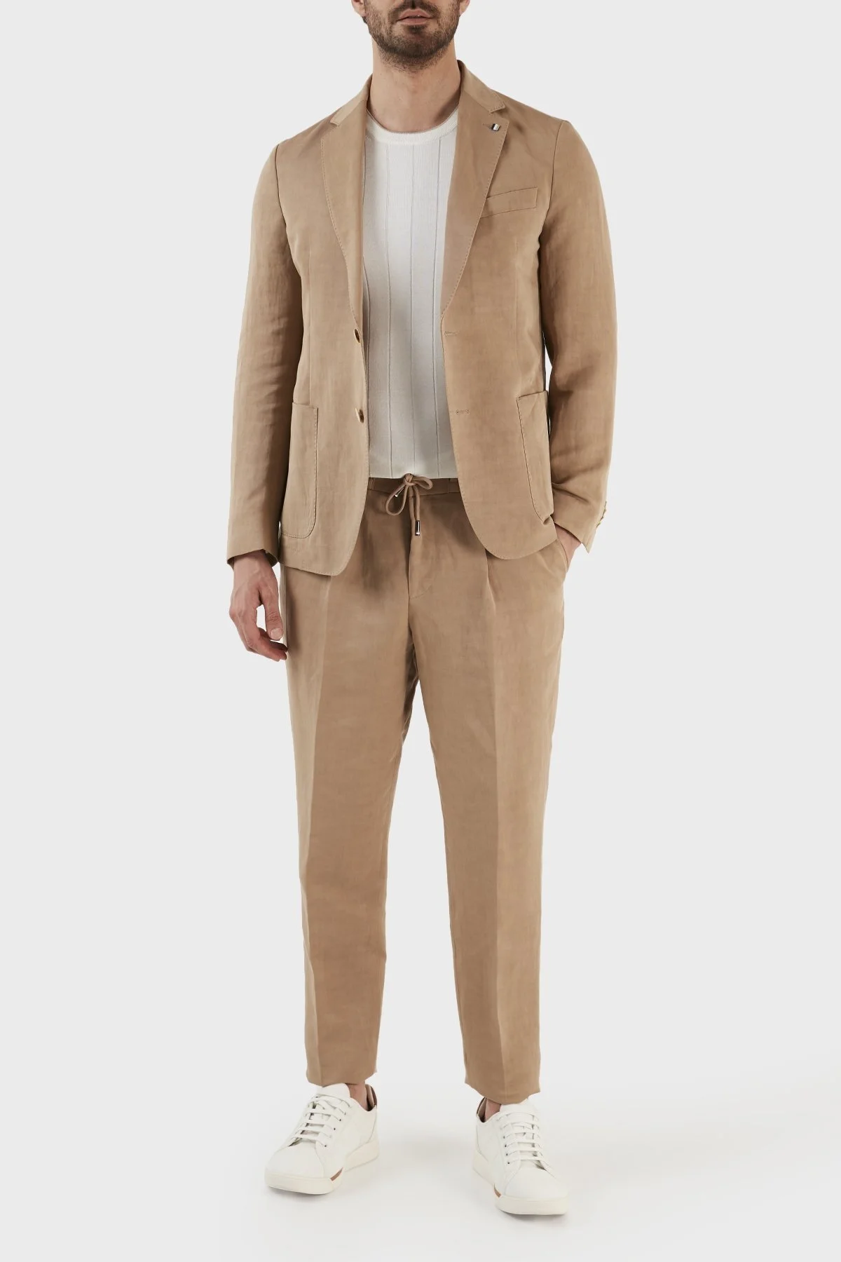 Boss Keten Karışımlı Slim Fit Çift Yırtmaçlı Blazer Erkek Ceket 50491887 260 KAHVE - 2