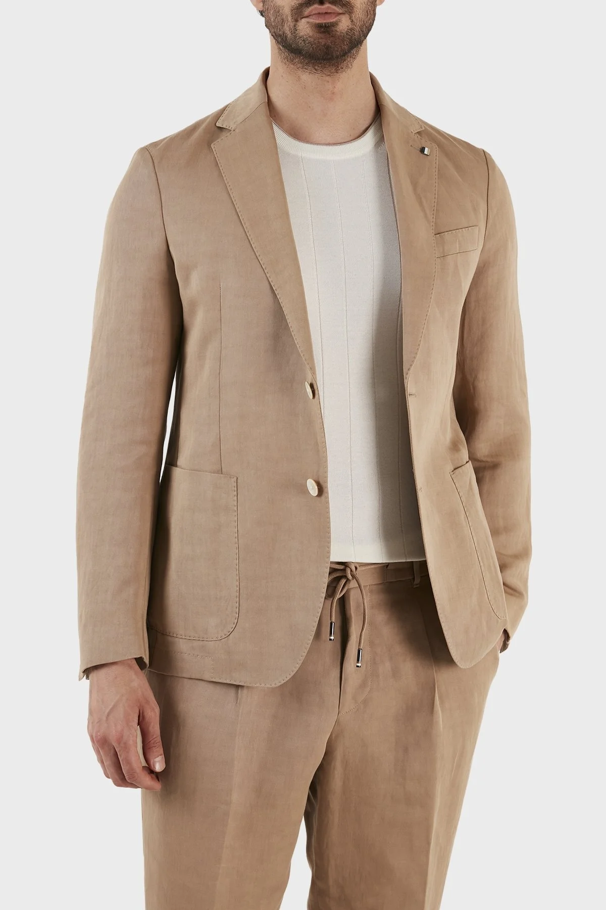 Boss Keten Karışımlı Slim Fit Çift Yırtmaçlı Blazer Erkek Ceket 50491887 260 KAHVE - 3