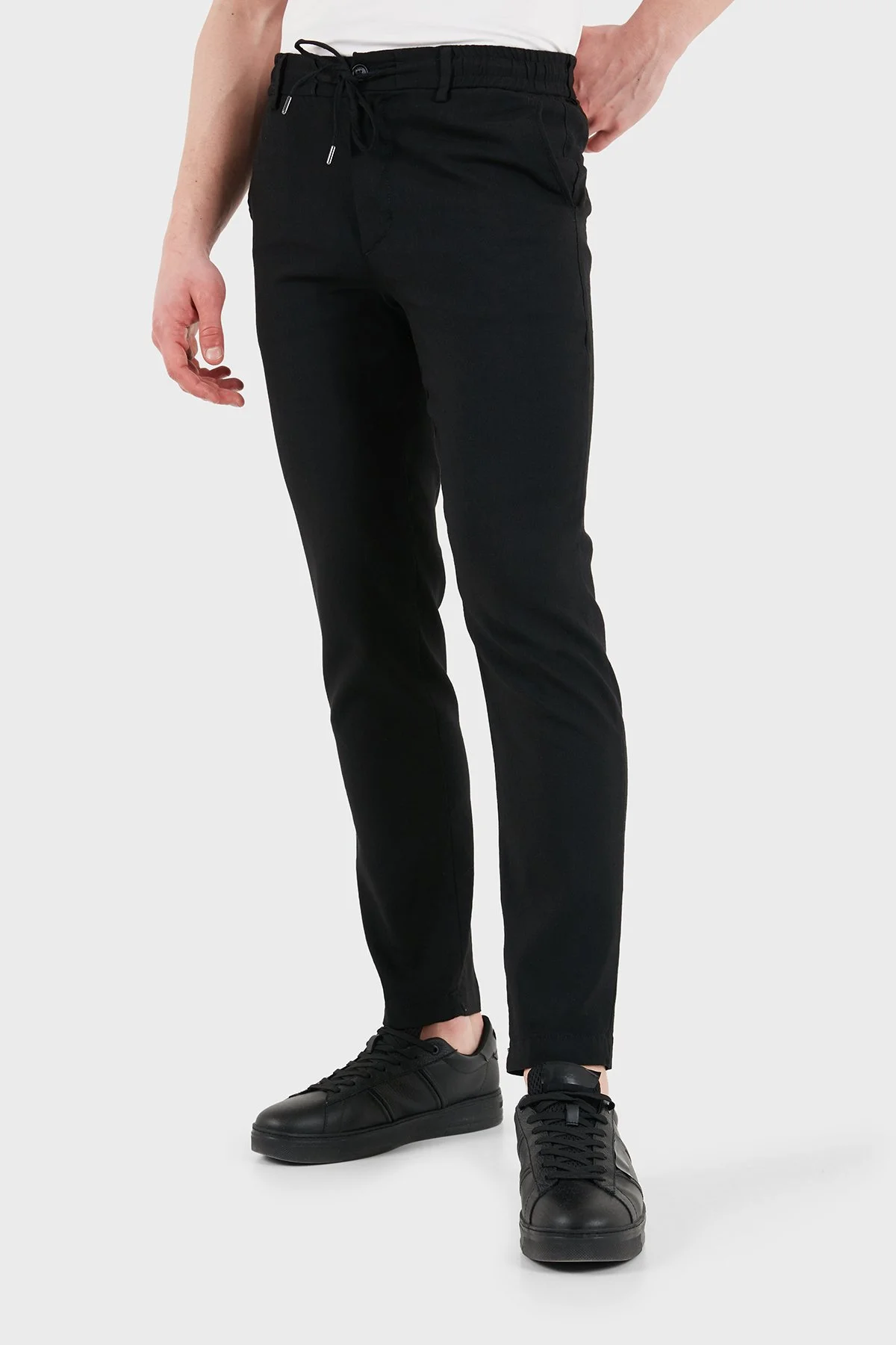 Boss Keten Karışımlı Slim Fit Normal Bel Erkek Pantolon 50557859 001 SİYAH - 5