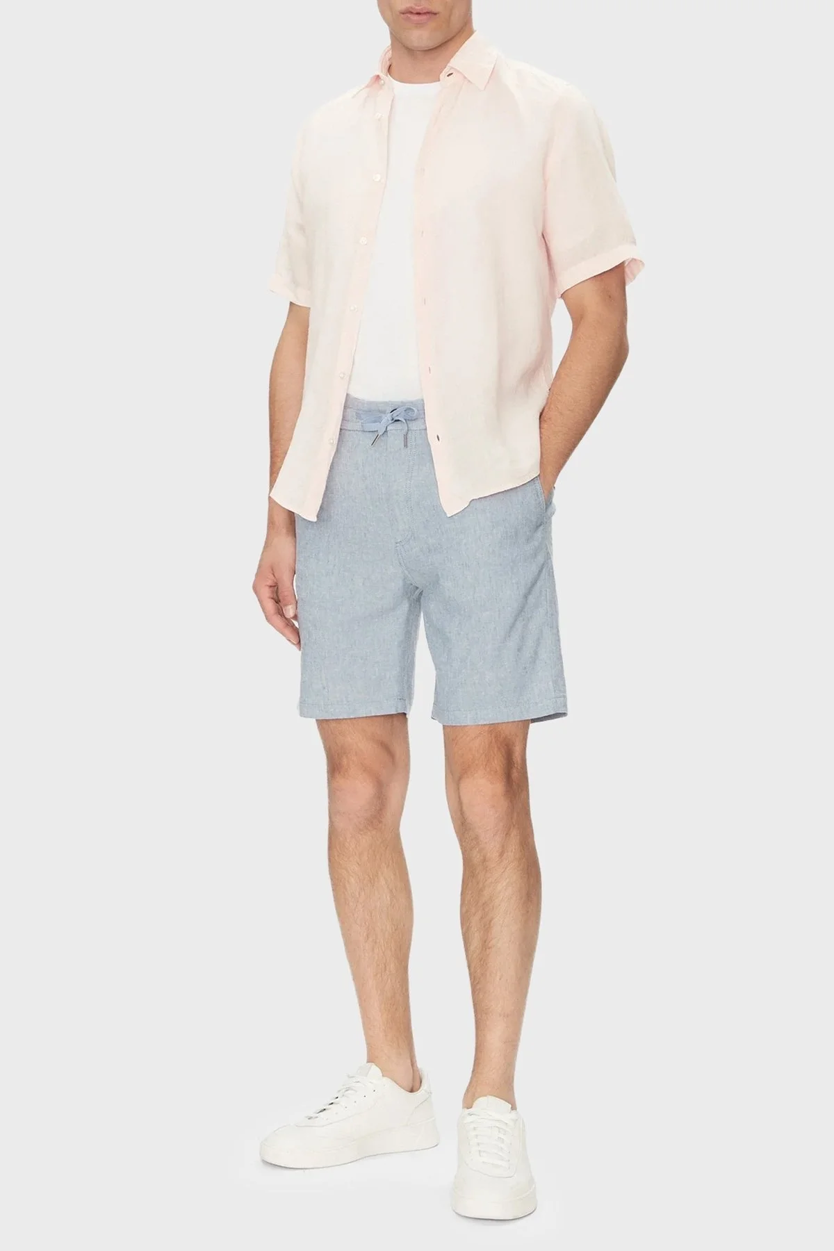 Boss Keten Karışımlı Slim Fit Normal Bel Erkek Short 50536863 462 MAVİ - 7