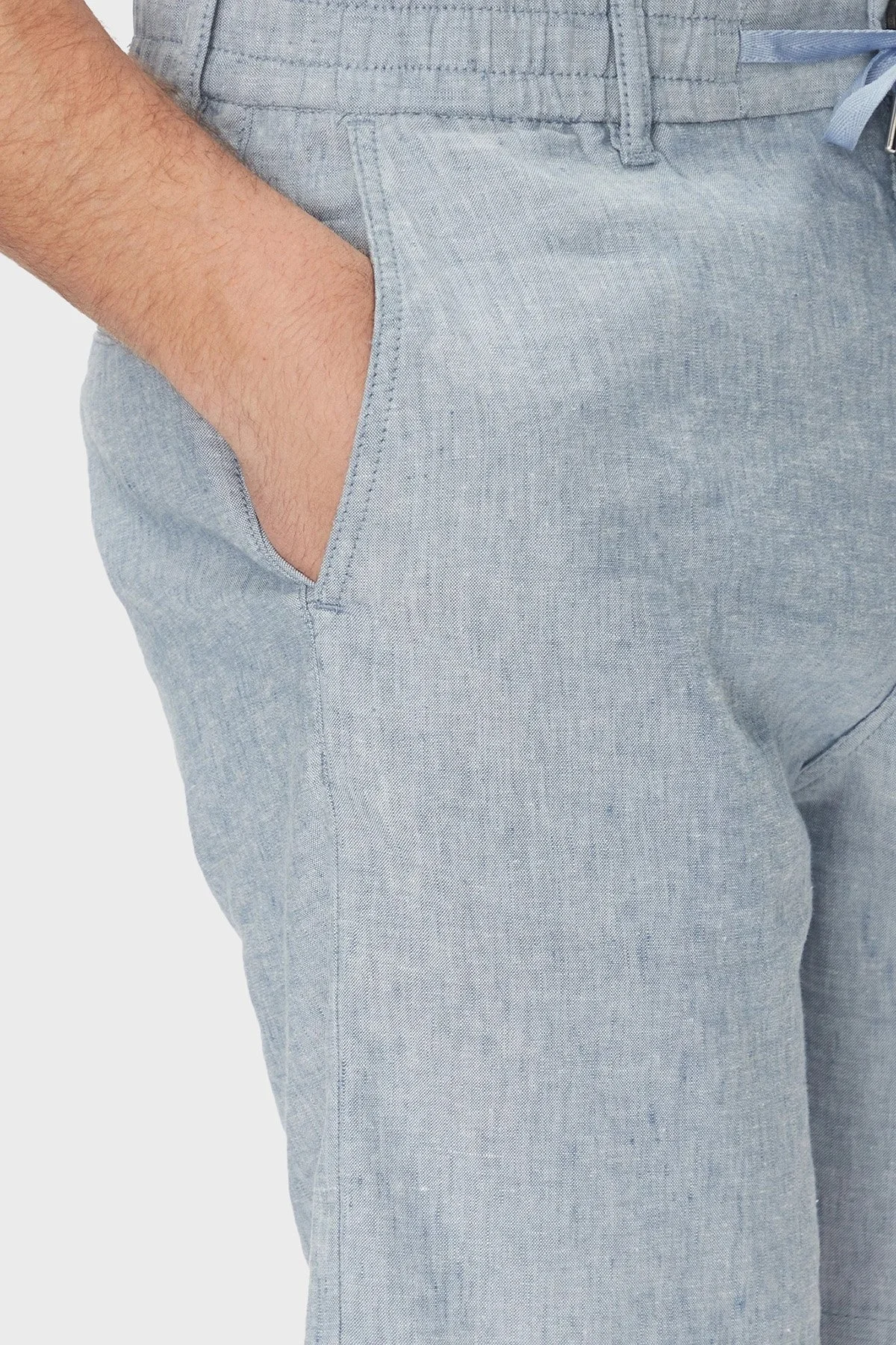 Boss Keten Karışımlı Slim Fit Normal Bel Erkek Short 50536863 462 MAVİ - 9