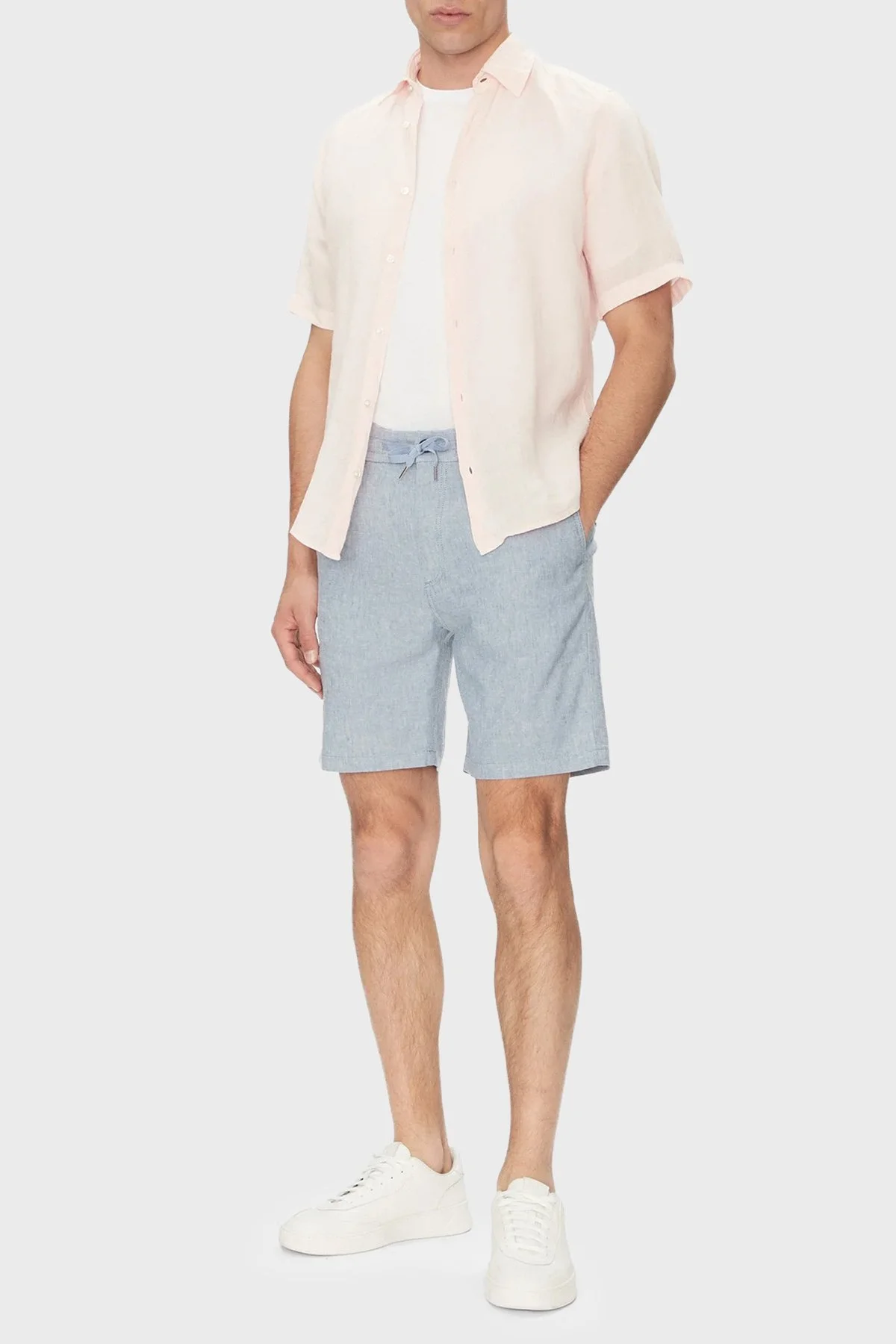 Boss Keten Karışımlı Slim Fit Normal Bel Erkek Short 50536863 462 MAVİ - 2