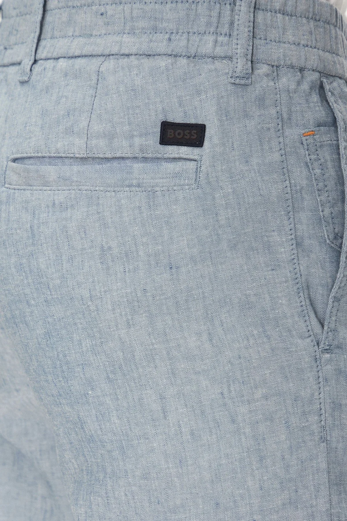 Boss Keten Karışımlı Slim Fit Normal Bel Erkek Short 50536863 462 MAVİ - 5