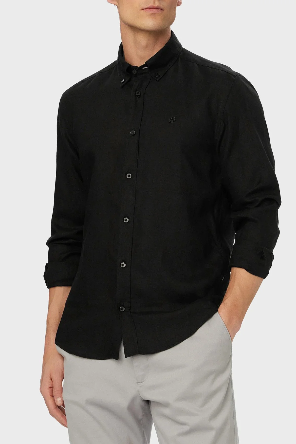 Boss Keten Regular Fit Klasik Yaka Uzun Kollu Erkek Gömlek 50556077 001 SİYAH - 1