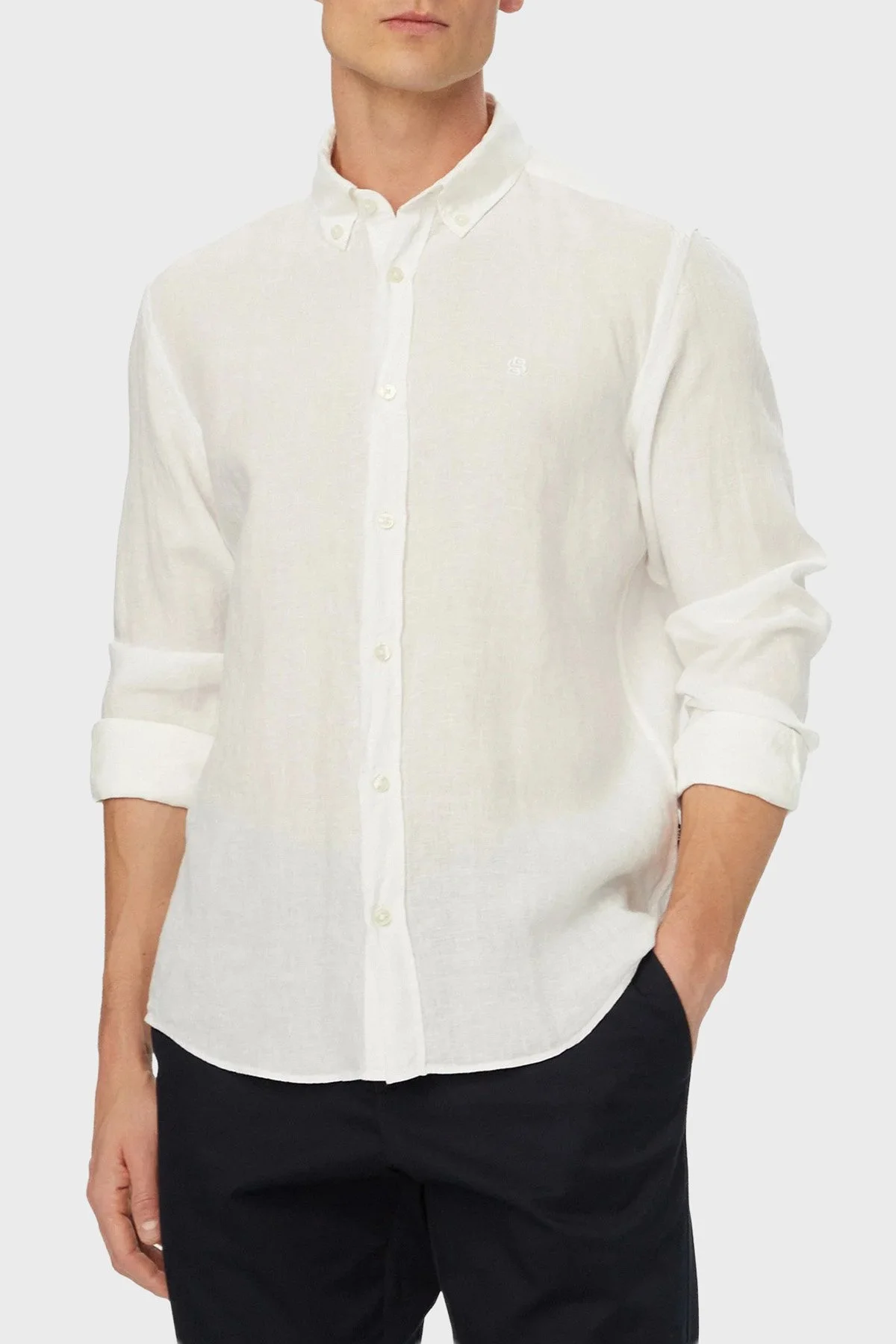 Boss Keten Regular Fit Klasik Yaka Uzun Kollu Erkek Gömlek 50556077 100 BEYAZ - 1