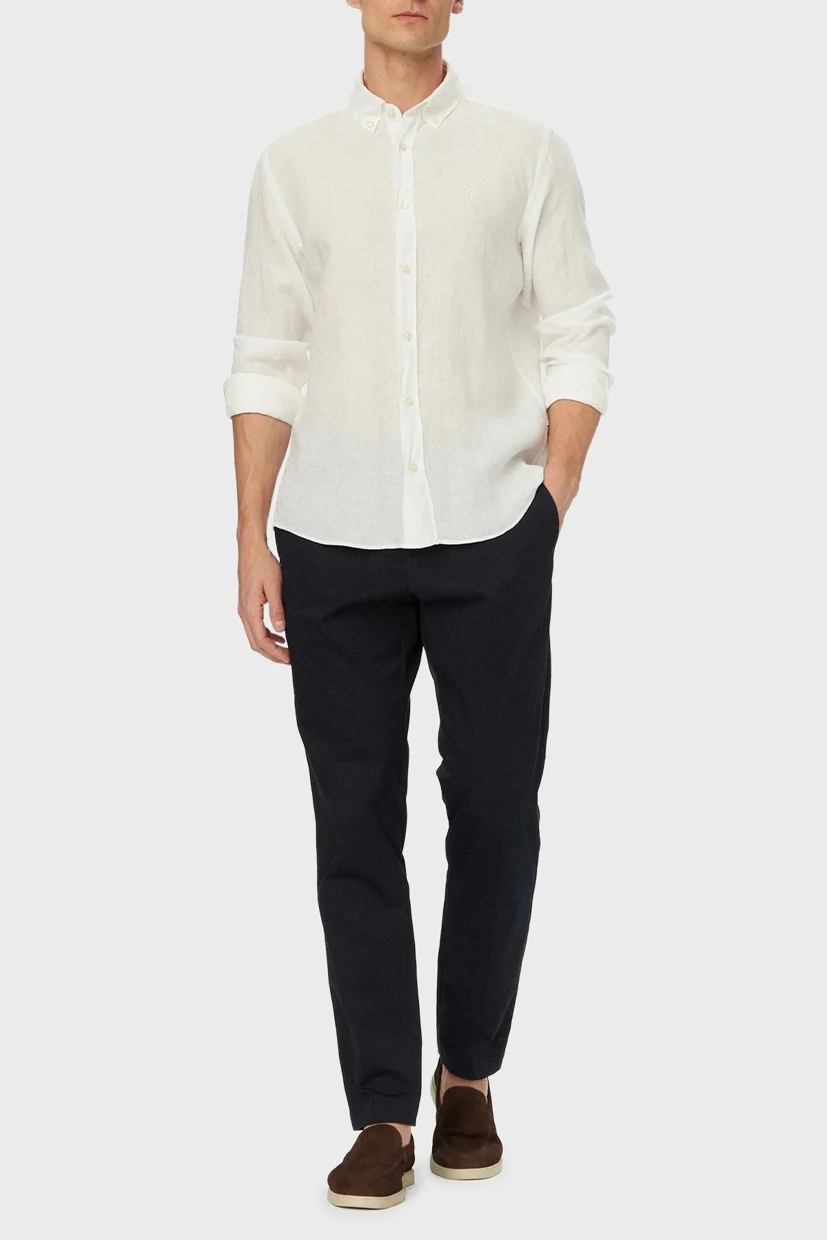 Boss Keten Regular Fit Klasik Yaka Uzun Kollu Erkek Gömlek 50556077 100 BEYAZ - 2