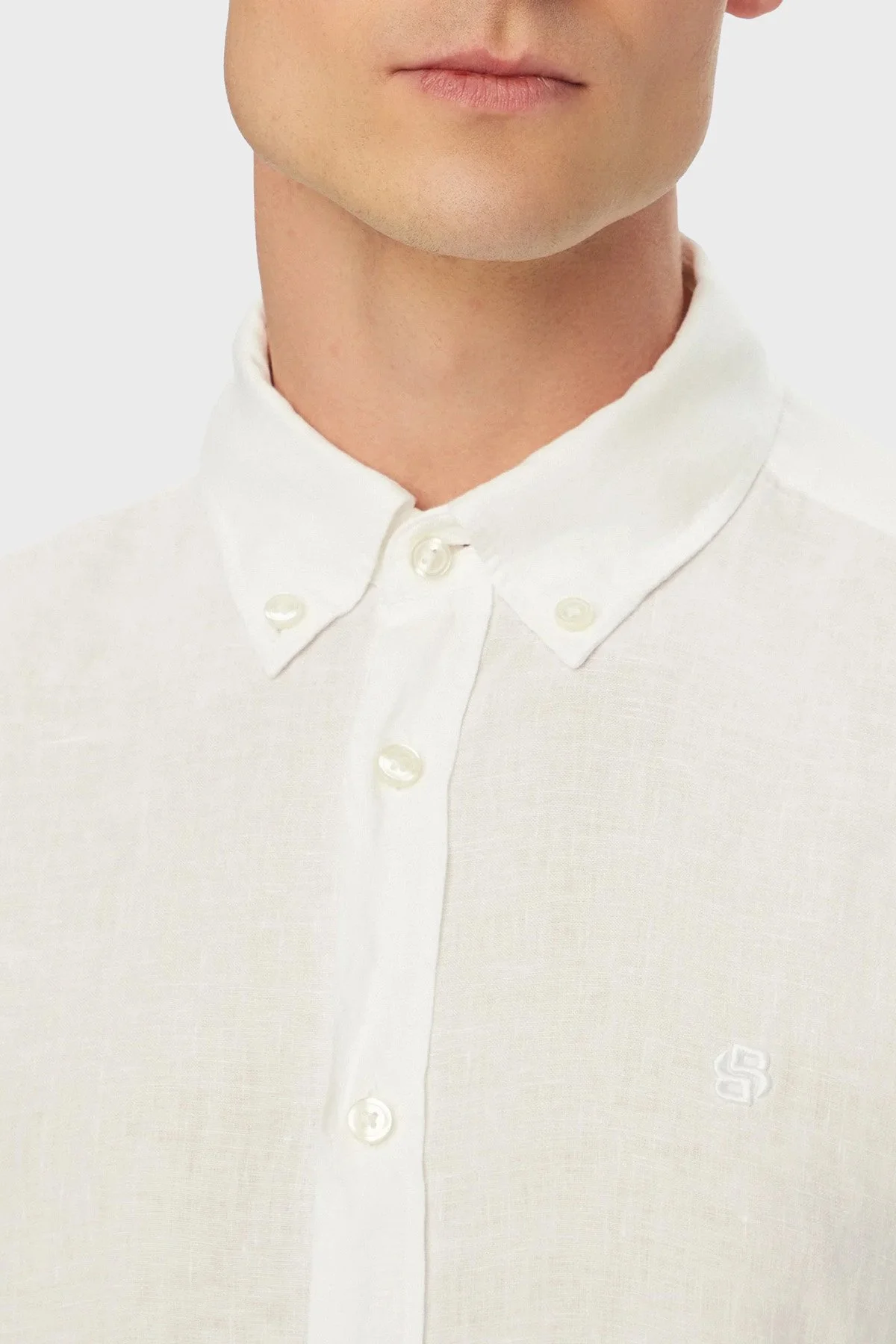 Boss Keten Regular Fit Klasik Yaka Uzun Kollu Erkek Gömlek 50556077 100 BEYAZ - 4