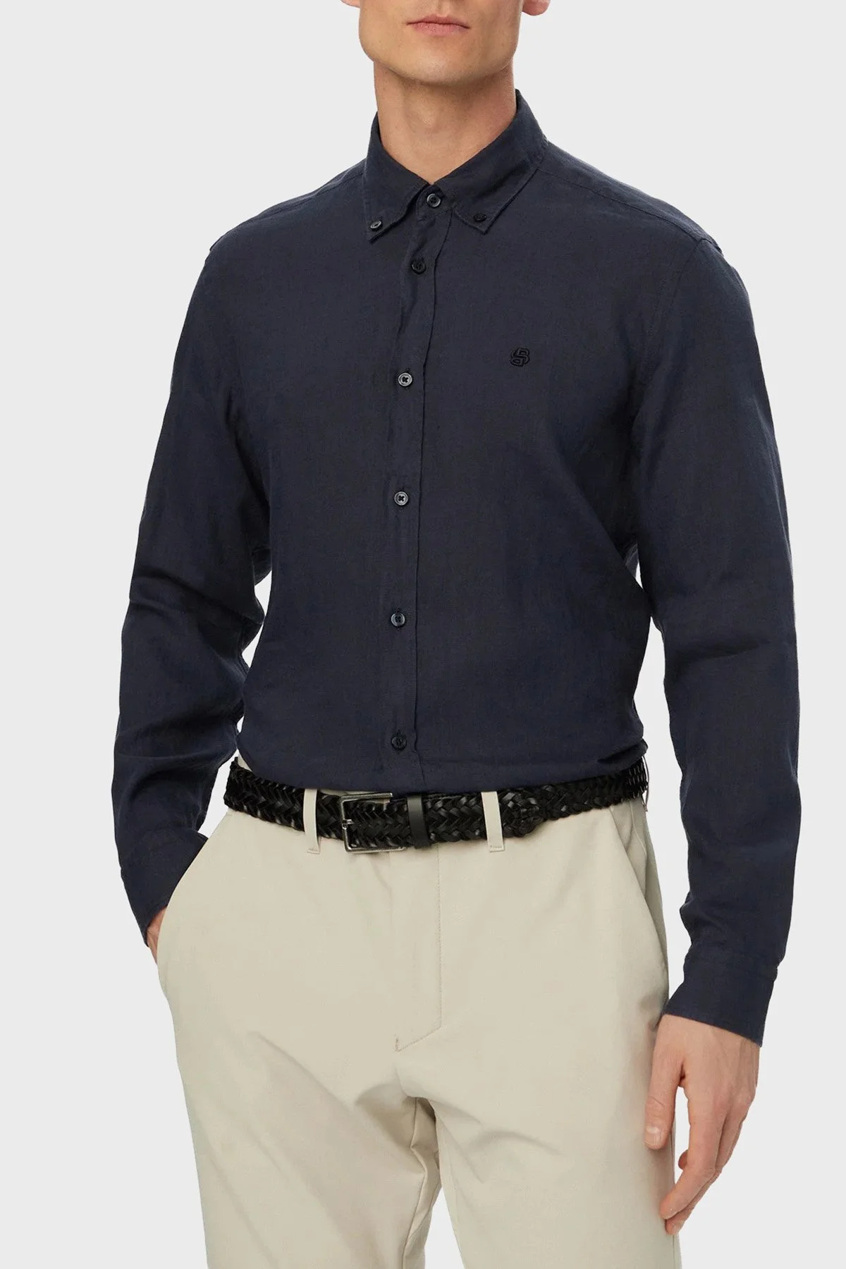 Boss Keten Regular Fit Klasik Yaka Uzun Kollu Erkek Gömlek 50556077 404 LACİVERT - 1