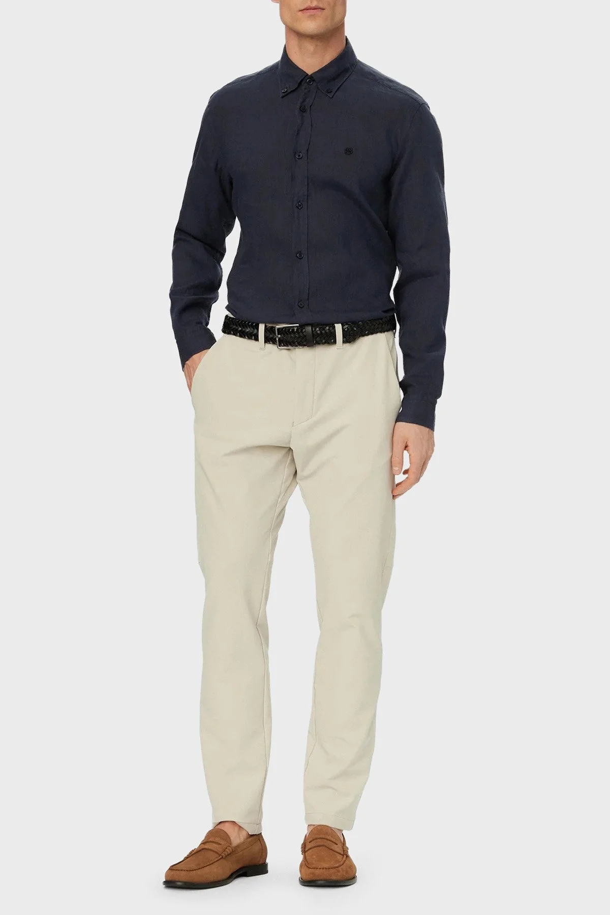 Boss Keten Regular Fit Klasik Yaka Uzun Kollu Erkek Gömlek 50556077 404 LACİVERT - 2