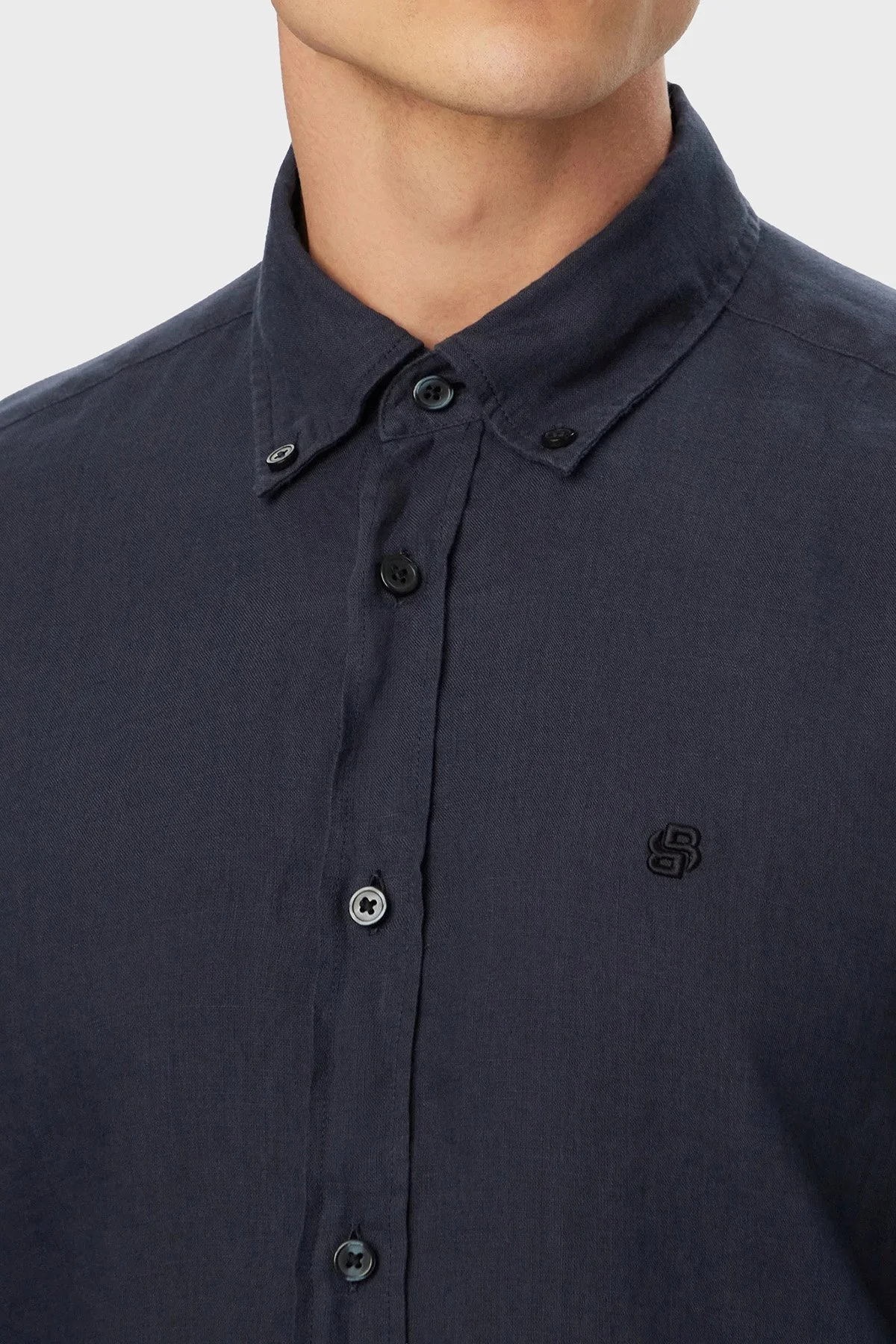 Boss Keten Regular Fit Klasik Yaka Uzun Kollu Erkek Gömlek 50556077 404 LACİVERT - 4