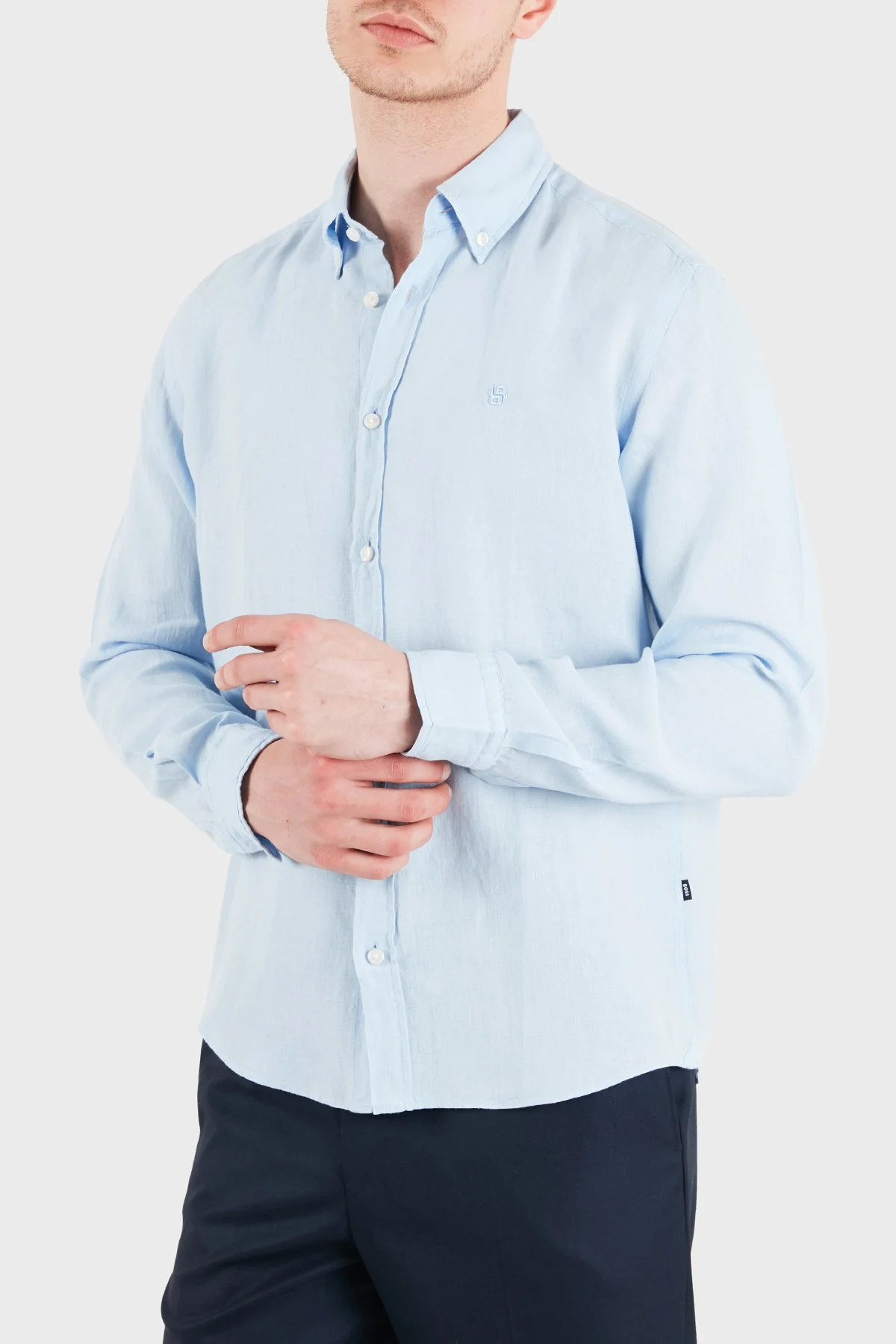 Boss Keten Regular Fit Klasik Yaka Uzun Kollu Erkek Gömlek 50556077 450 MAVİ - 1