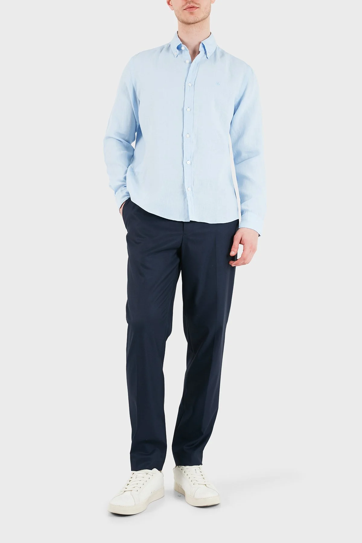 Boss Keten Regular Fit Klasik Yaka Uzun Kollu Erkek Gömlek 50556077 450 MAVİ - 2