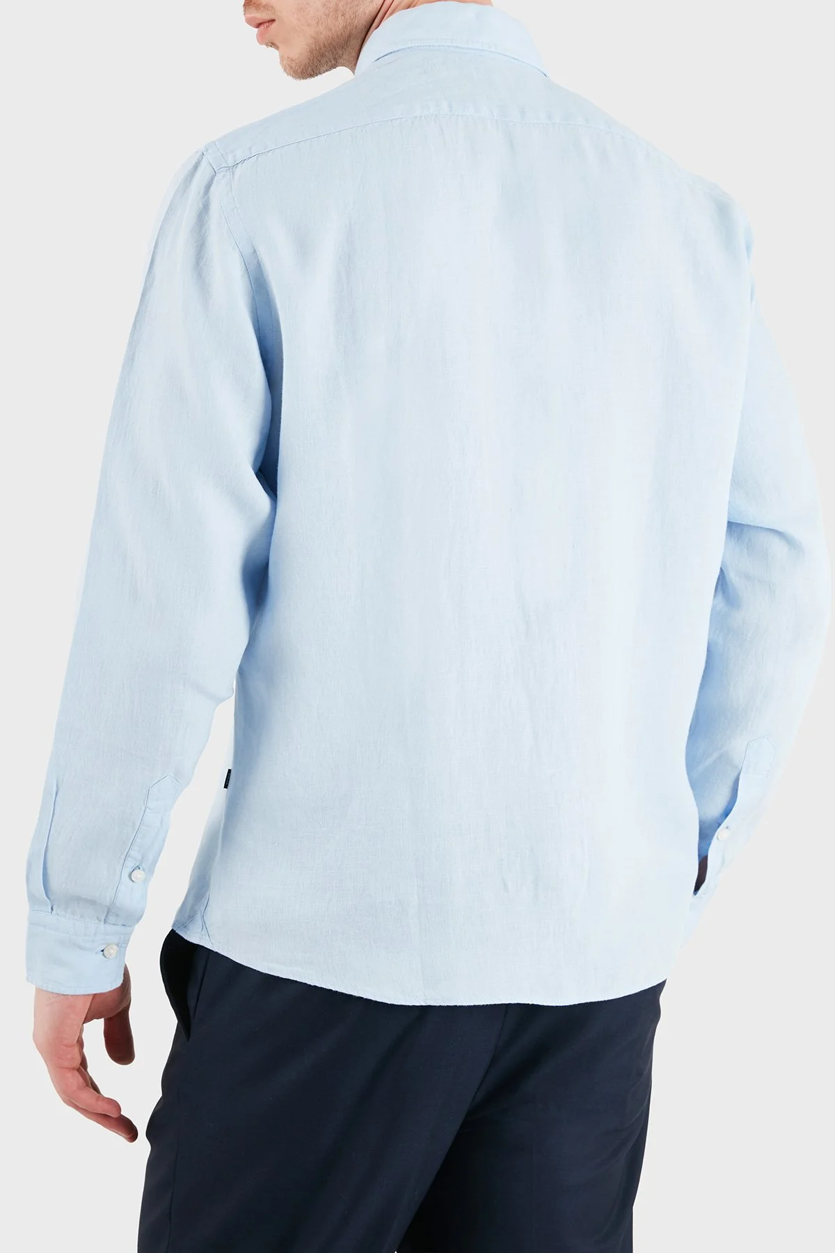 Boss Keten Regular Fit Klasik Yaka Uzun Kollu Erkek Gömlek 50556077 450 MAVİ - 3