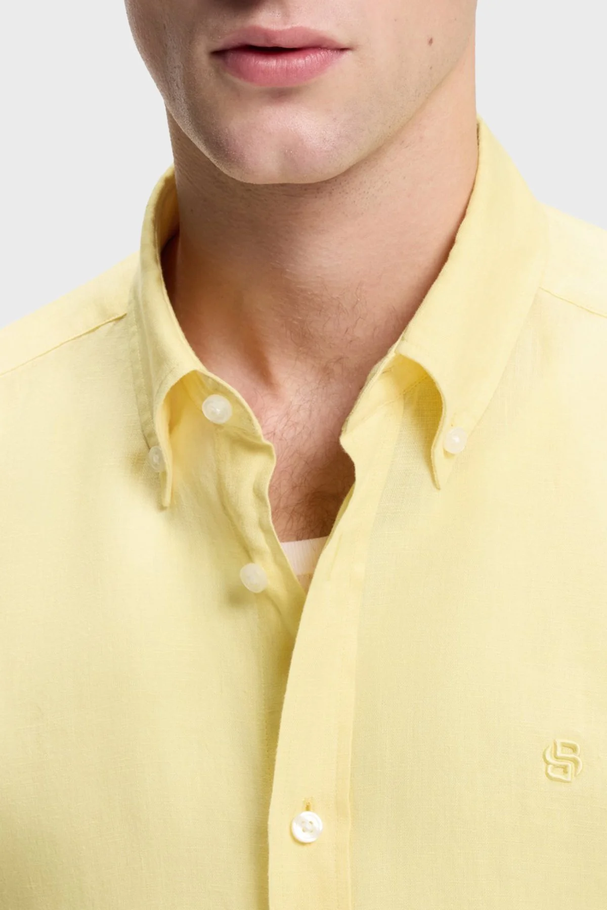 Boss Keten Regular Fit Klasik Yaka Uzun Kollu Erkek Gömlek 50556077 749 SARI - 4