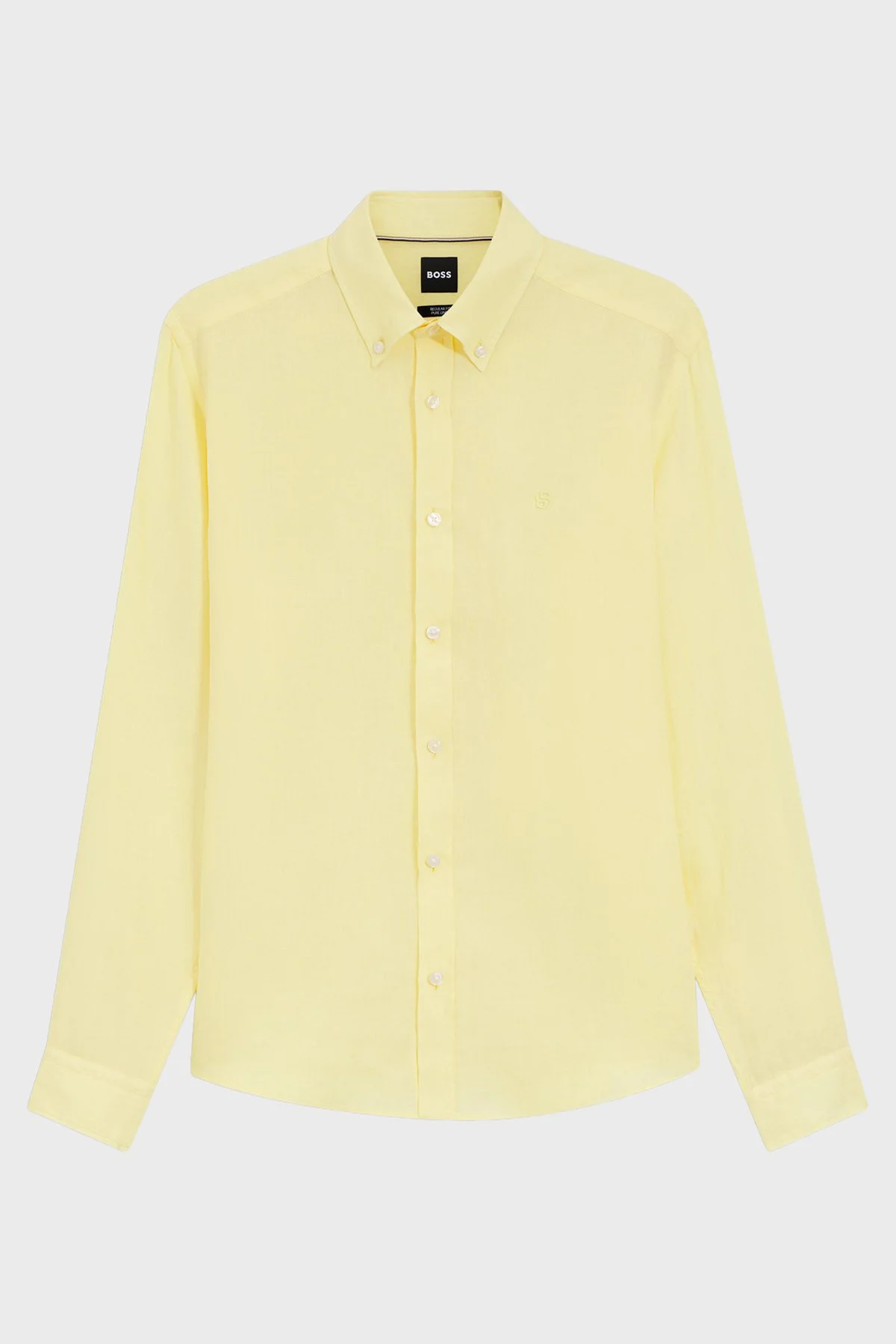 Boss Keten Regular Fit Klasik Yaka Uzun Kollu Erkek Gömlek 50556077 749 SARI - 6