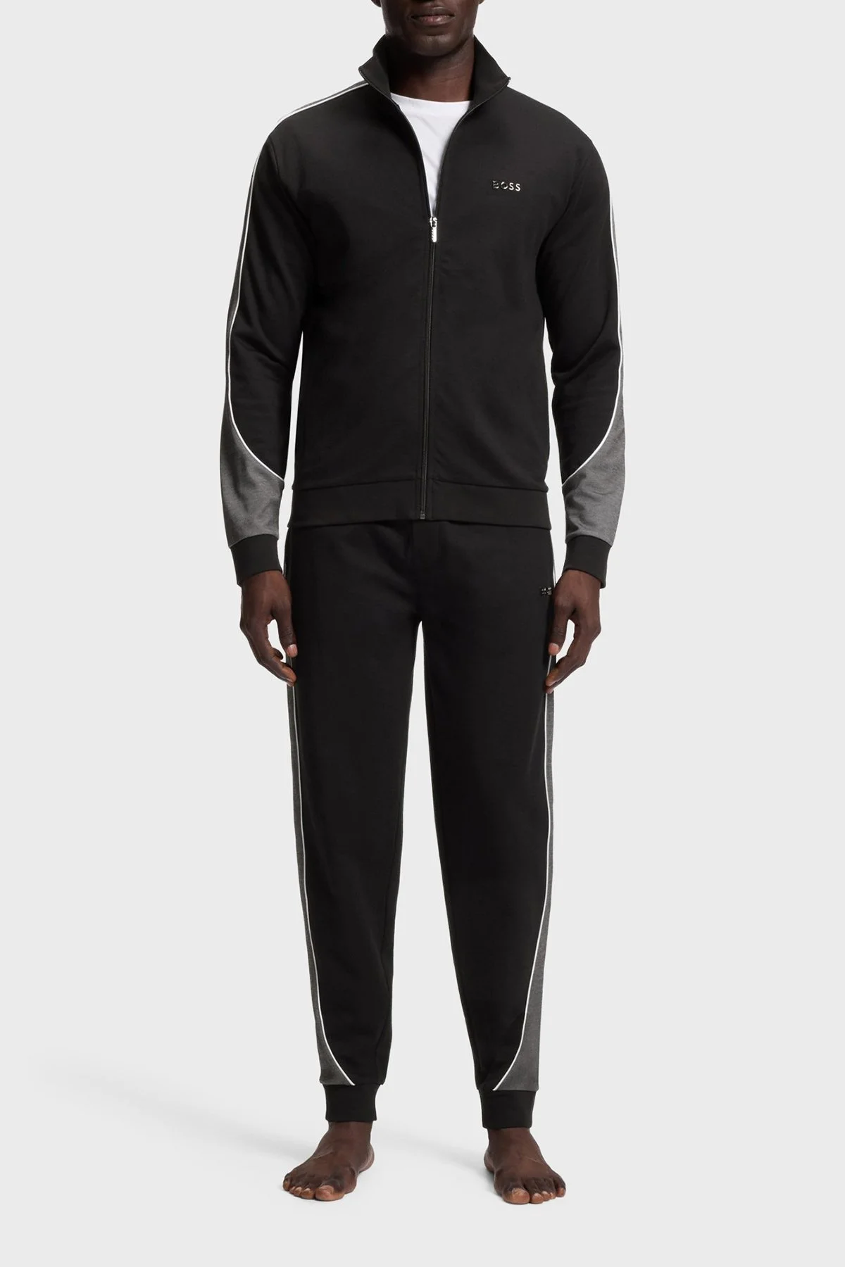 Boss Kontrast Detaylı Pamuklu Regular Fit Dik Yaka Fermuarlı Erkek Sweat 50554793 001 SİYAH - 2