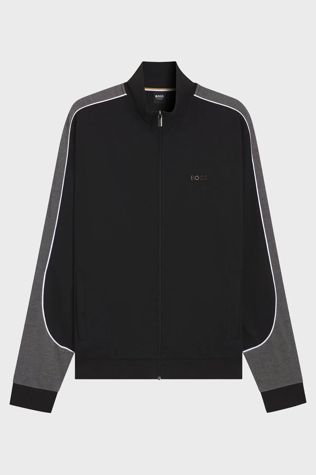 Boss Kontrast Detaylı Pamuklu Regular Fit Dik Yaka Fermuarlı Erkek Sweat 50554793 001 SİYAH - 5