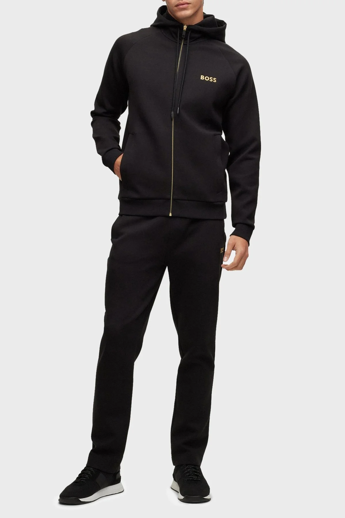 Boss Kontrast Logolu Pamuklu Fermuarlı Kapüşonlu Relaxed Fit Erkek Sweat 50482888 001 SİYAH - 2