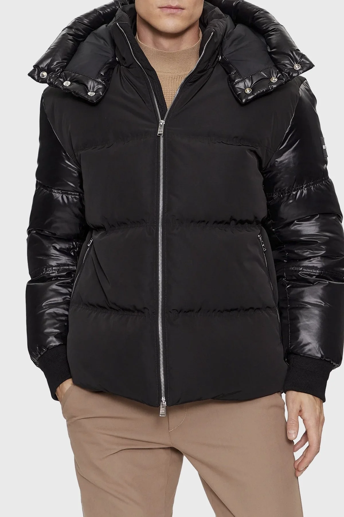 Boss Kuş Tüyü Dolgulu Çıkarılabilir Kapüşonlu Regular Fit Erkek Mont 50499800 001 SİYAH - 1