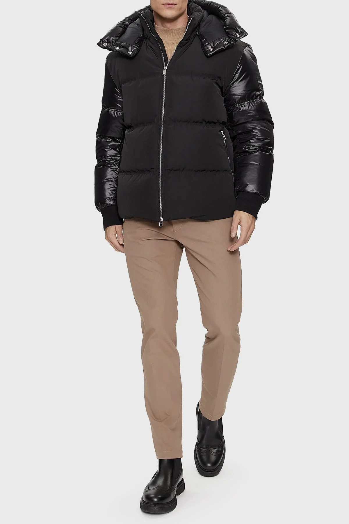 Boss Kuş Tüyü Dolgulu Çıkarılabilir Kapüşonlu Regular Fit Erkek Mont 50499800 001 SİYAH - 3