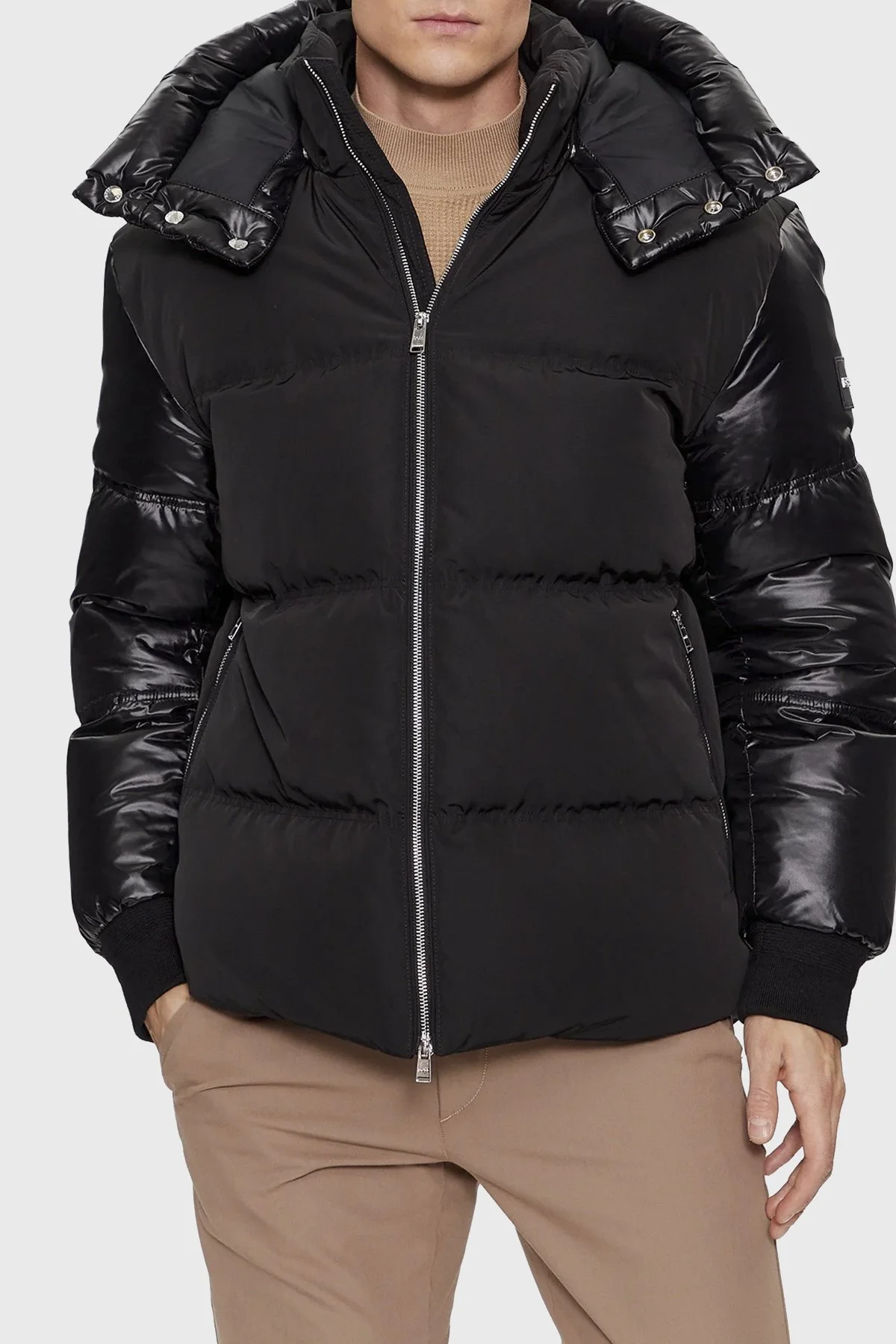 Boss Kuş Tüyü Dolgulu Çıkarılabilir Kapüşonlu Regular Fit Erkek Mont 50499800 001 SİYAH - 1
