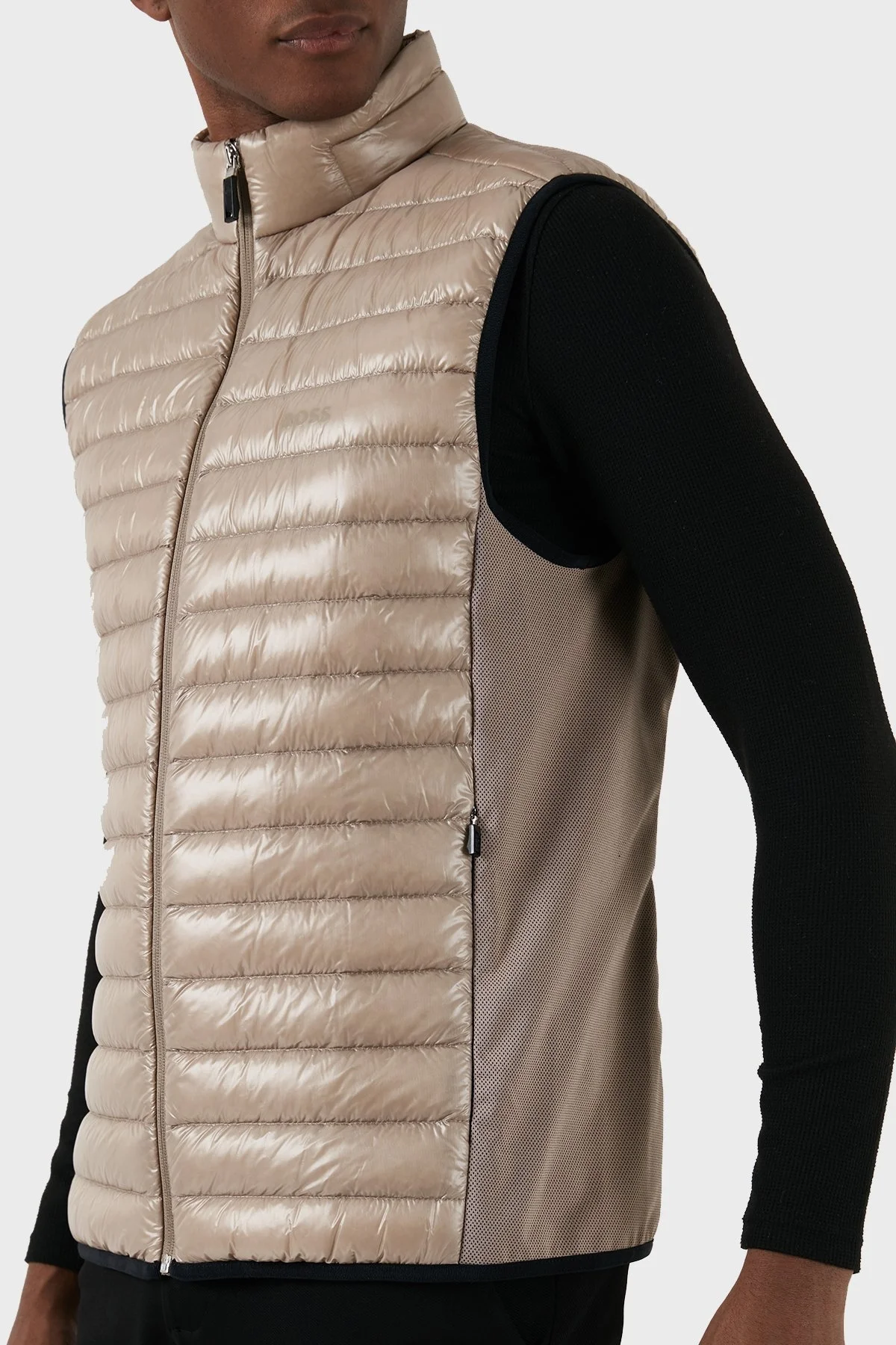 Boss Kuş Tüyü Dolgulu Dik Yaka Regular Fit Erkek Yelek 50508569 334 BEJ - 5