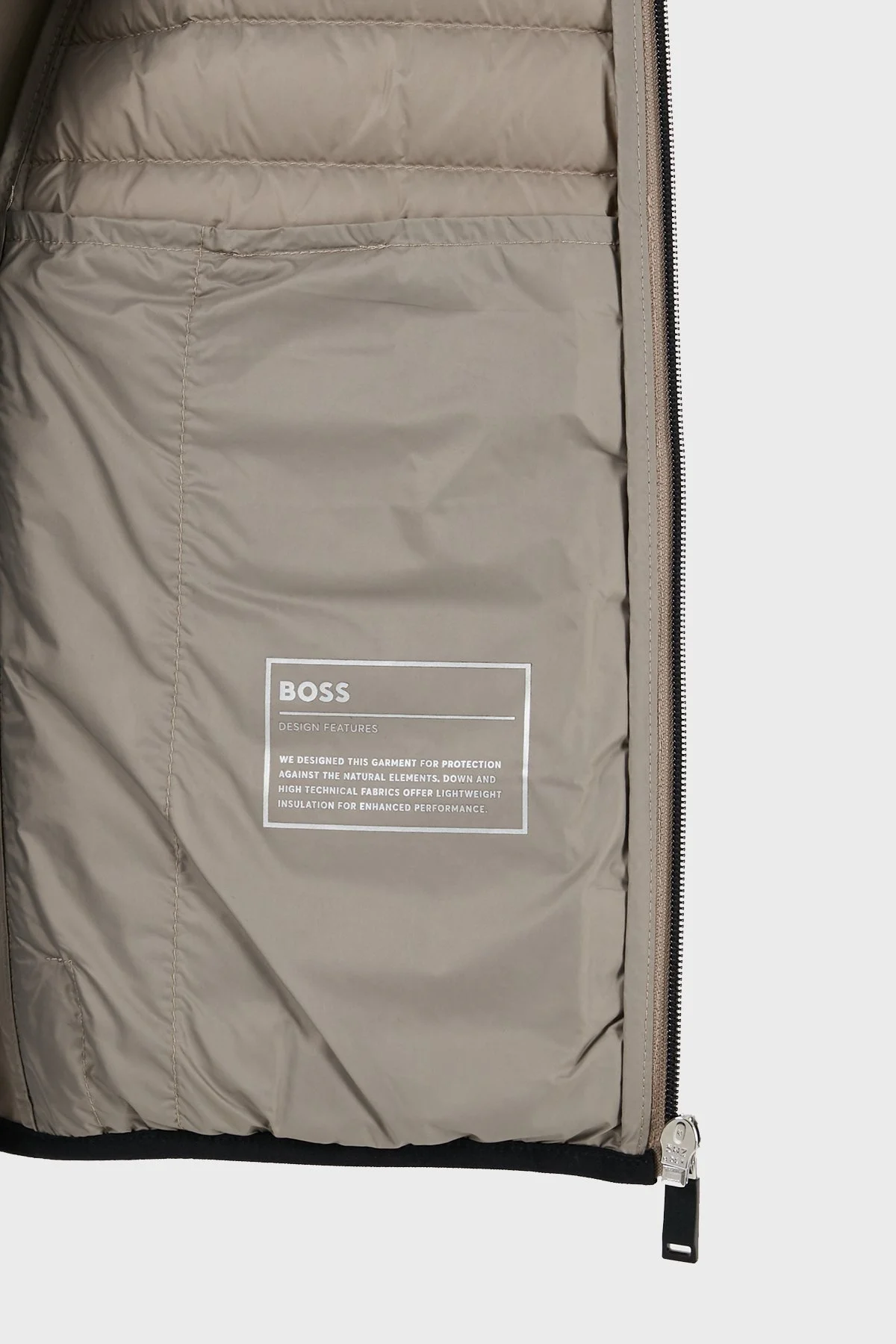 Boss Kuş Tüyü Dolgulu Dik Yaka Regular Fit Erkek Yelek 50508569 334 BEJ - 6