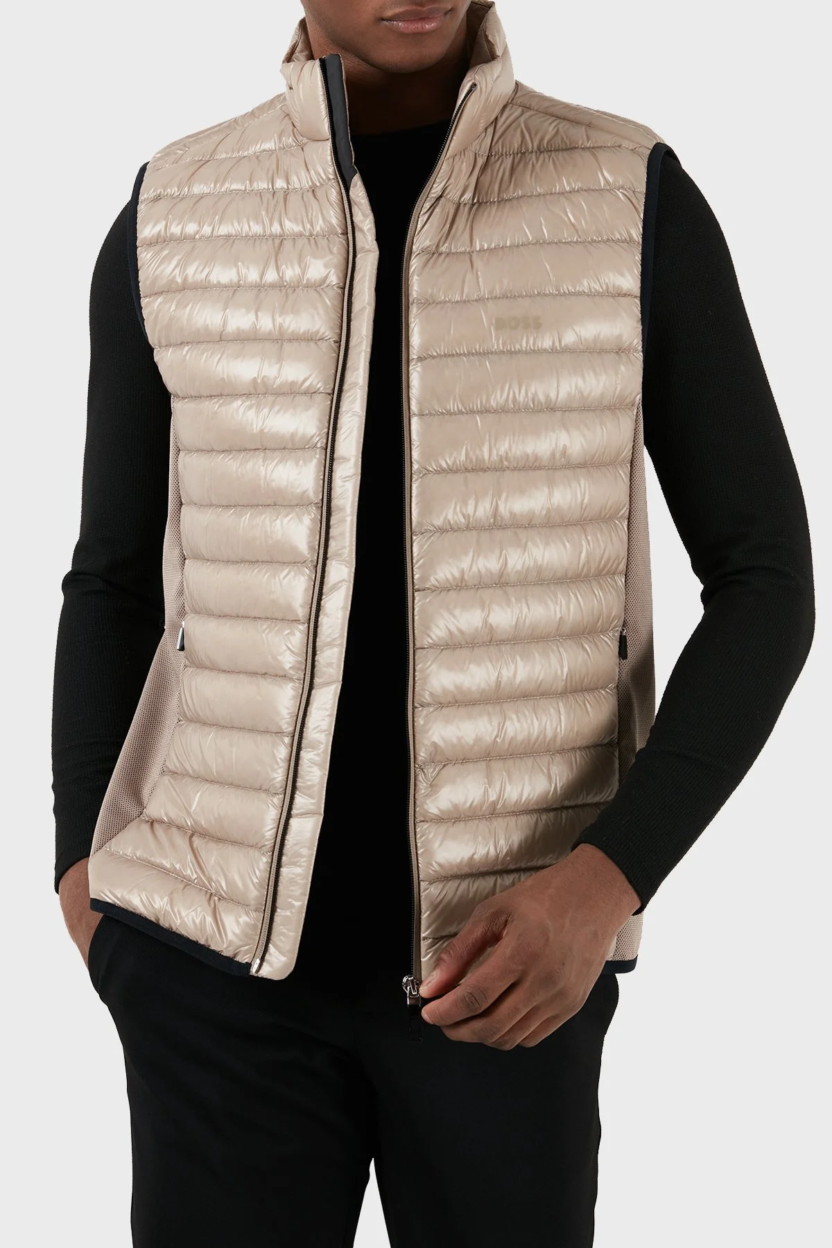 Boss Kuş Tüyü Dolgulu Dik Yaka Regular Fit Erkek Yelek 50508569 334 BEJ - 2