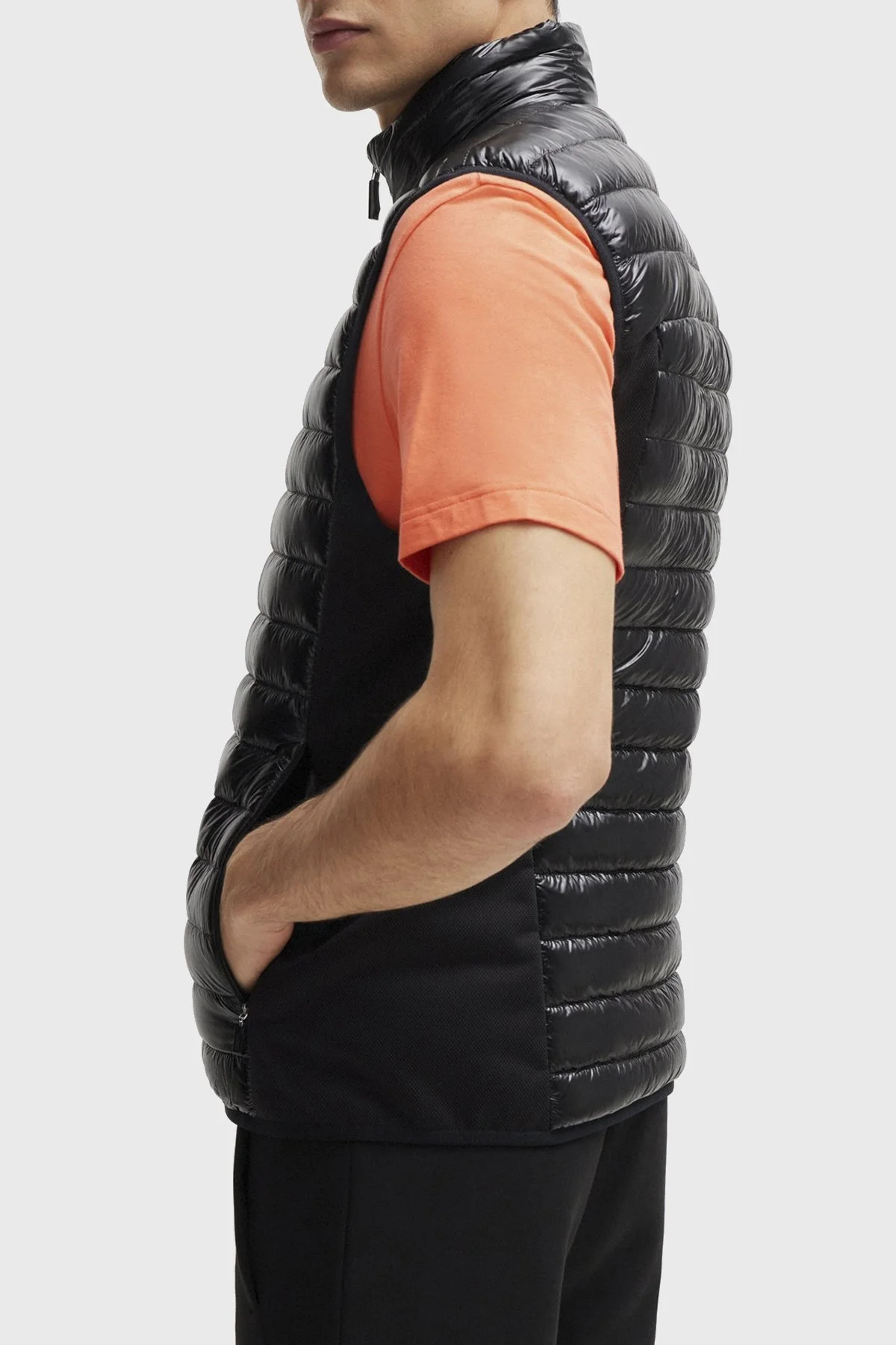 Boss Kuş Tüyü Dolgulu Fermuarlı Dik Yaka Regular Fit Erkek Yelek 50508569 001 SİYAH - 5