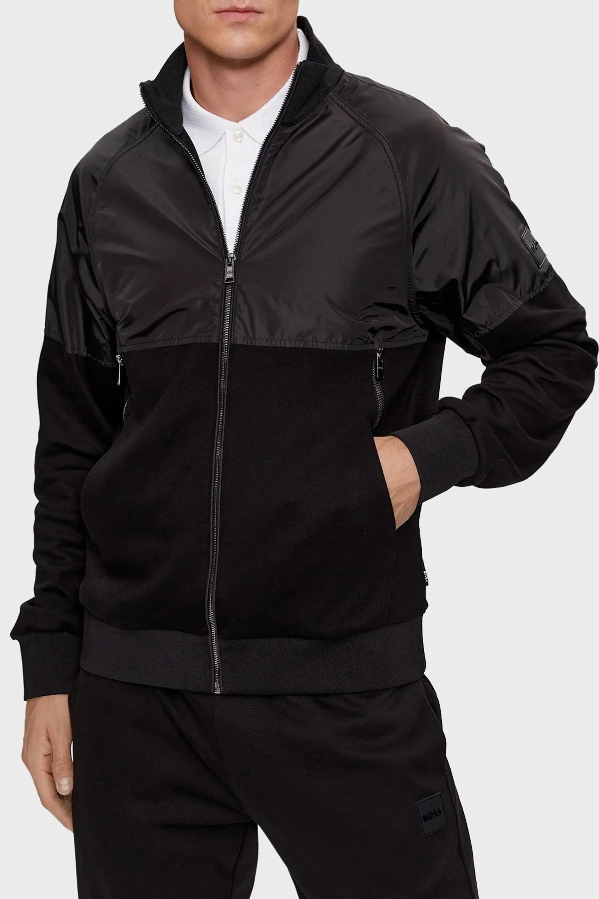 Boss Logo Aplikeli Panelli Fermuarlı Regular Fit Erkek Sweat 50499227 001 SİYAH - 1