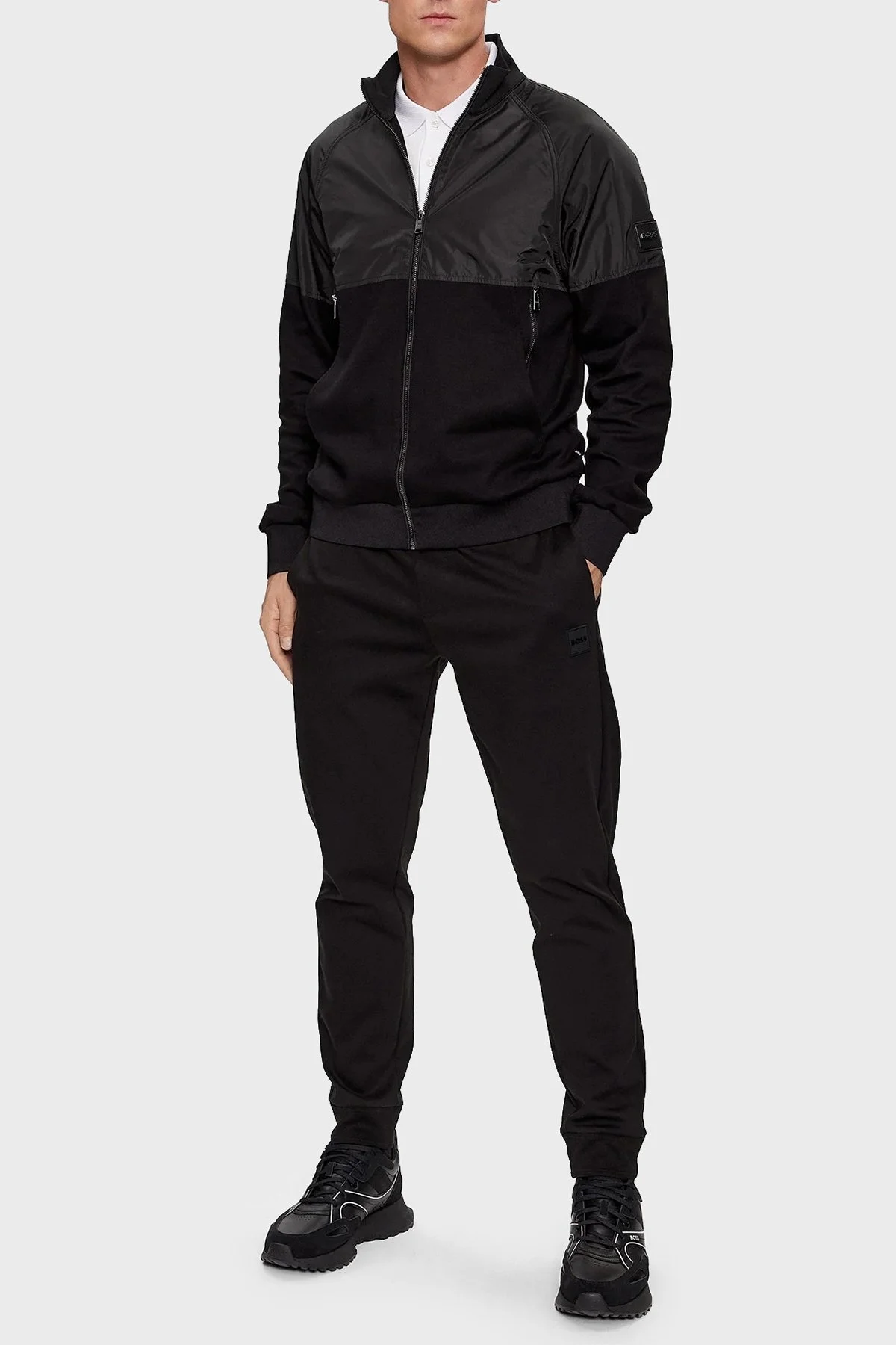 Boss Logo Aplikeli Panelli Fermuarlı Regular Fit Erkek Sweat 50499227 001 SİYAH - 2