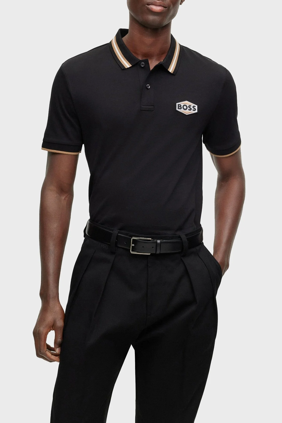 Boss Logo Armalı % 100 Pamuk Regular Fit Erkek Polo Yaka T Shirt 50495553 001 SİYAH - 1